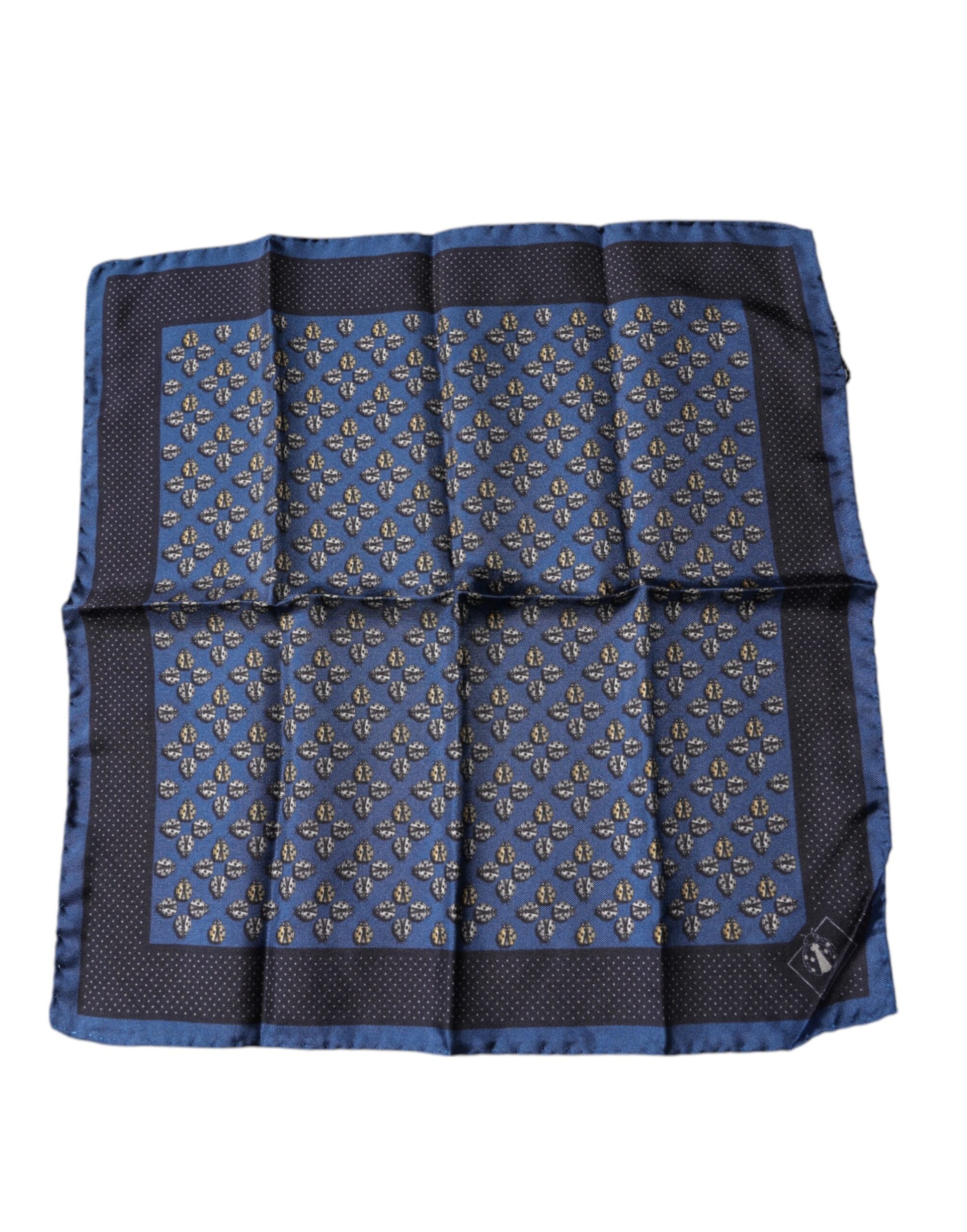 Dolce &amp; Gabbana – Blauer Marienkäfer-Schal aus Seide mit quadratischem Einstecktuch