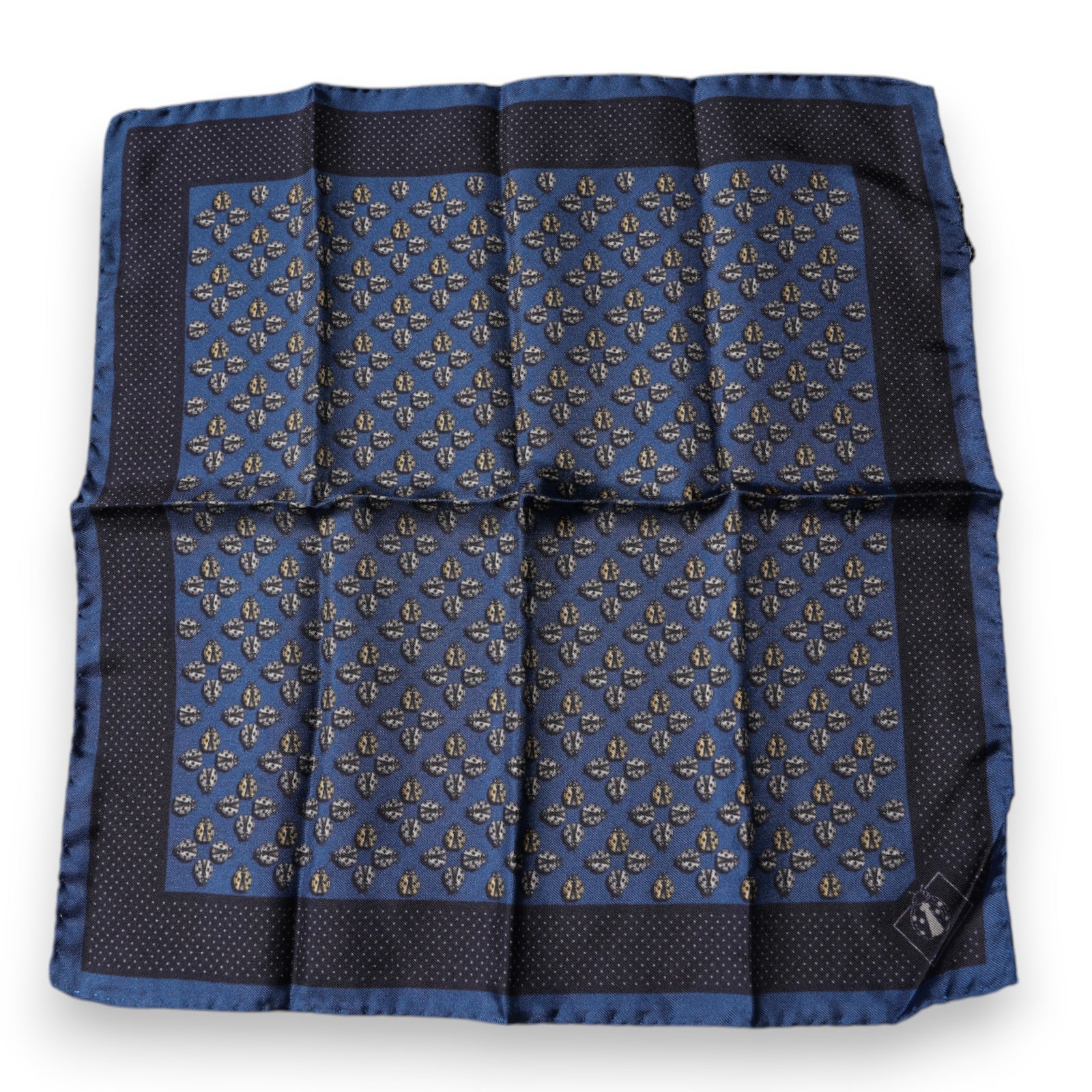 Dolce &amp; Gabbana – Blauer Marienkäfer-Schal aus Seide mit quadratischem Einstecktuch