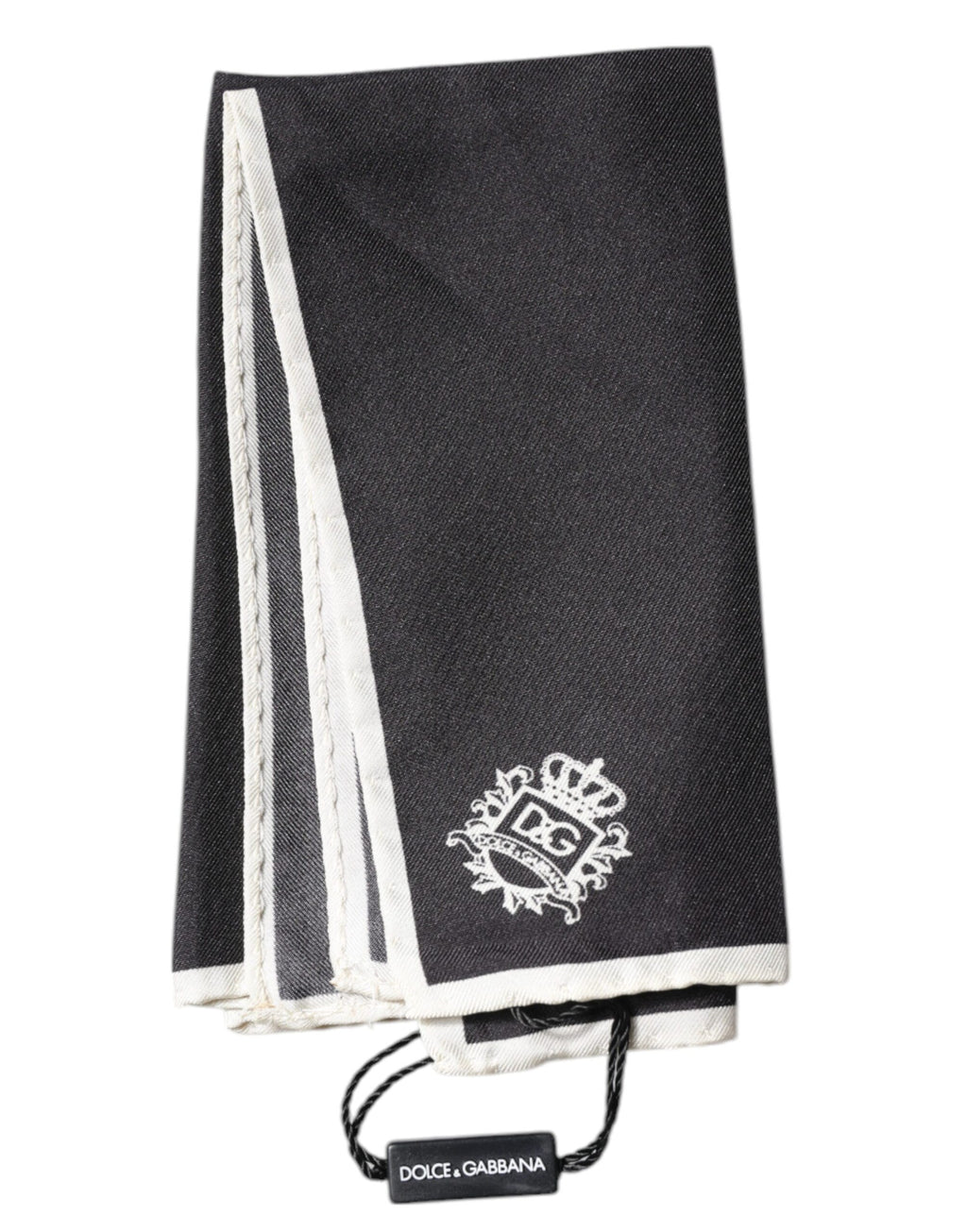 Dolce &amp; Gabbana – Quadratischer Taschentuchschal mit schwarzem Kronenlogo