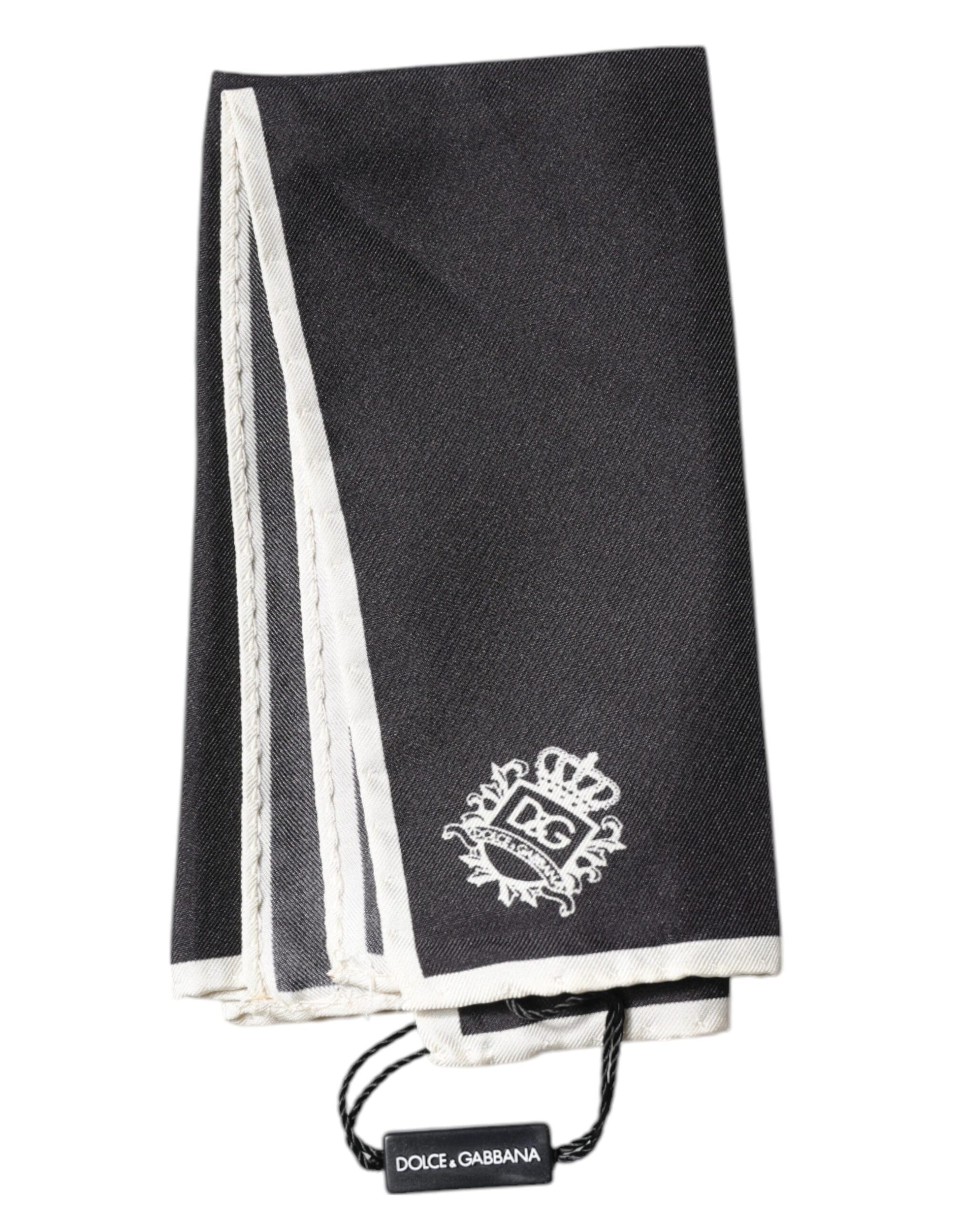 Dolce &amp; Gabbana – Quadratischer Taschentuchschal mit schwarzem Kronenlogo