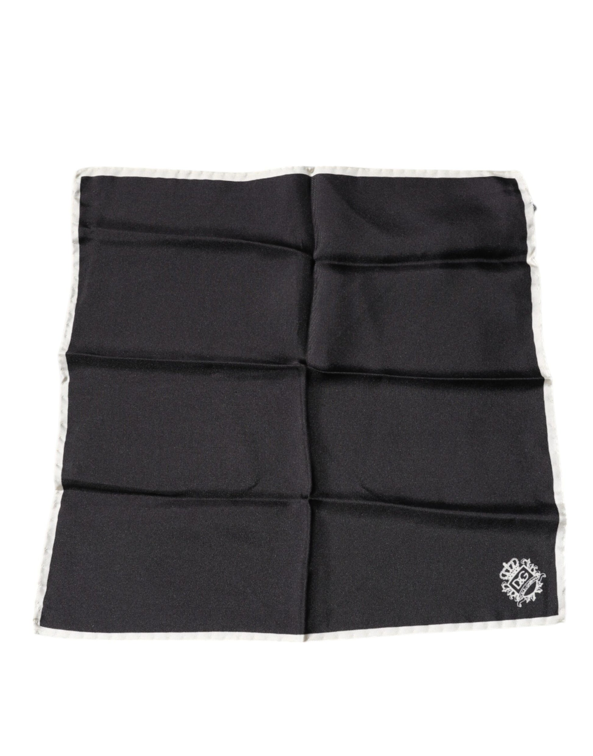 Dolce &amp; Gabbana – Quadratischer Taschentuchschal mit schwarzem Kronenlogo
