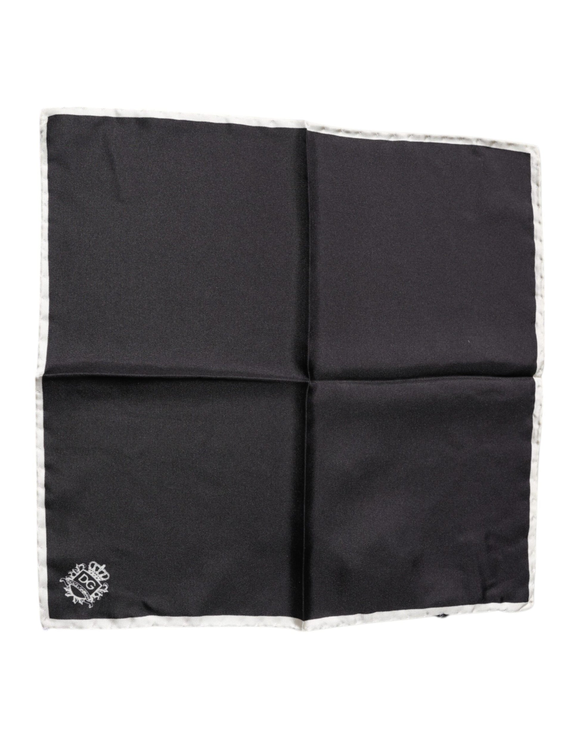 Dolce &amp; Gabbana – Quadratischer Taschentuchschal mit schwarzem Kronenlogo