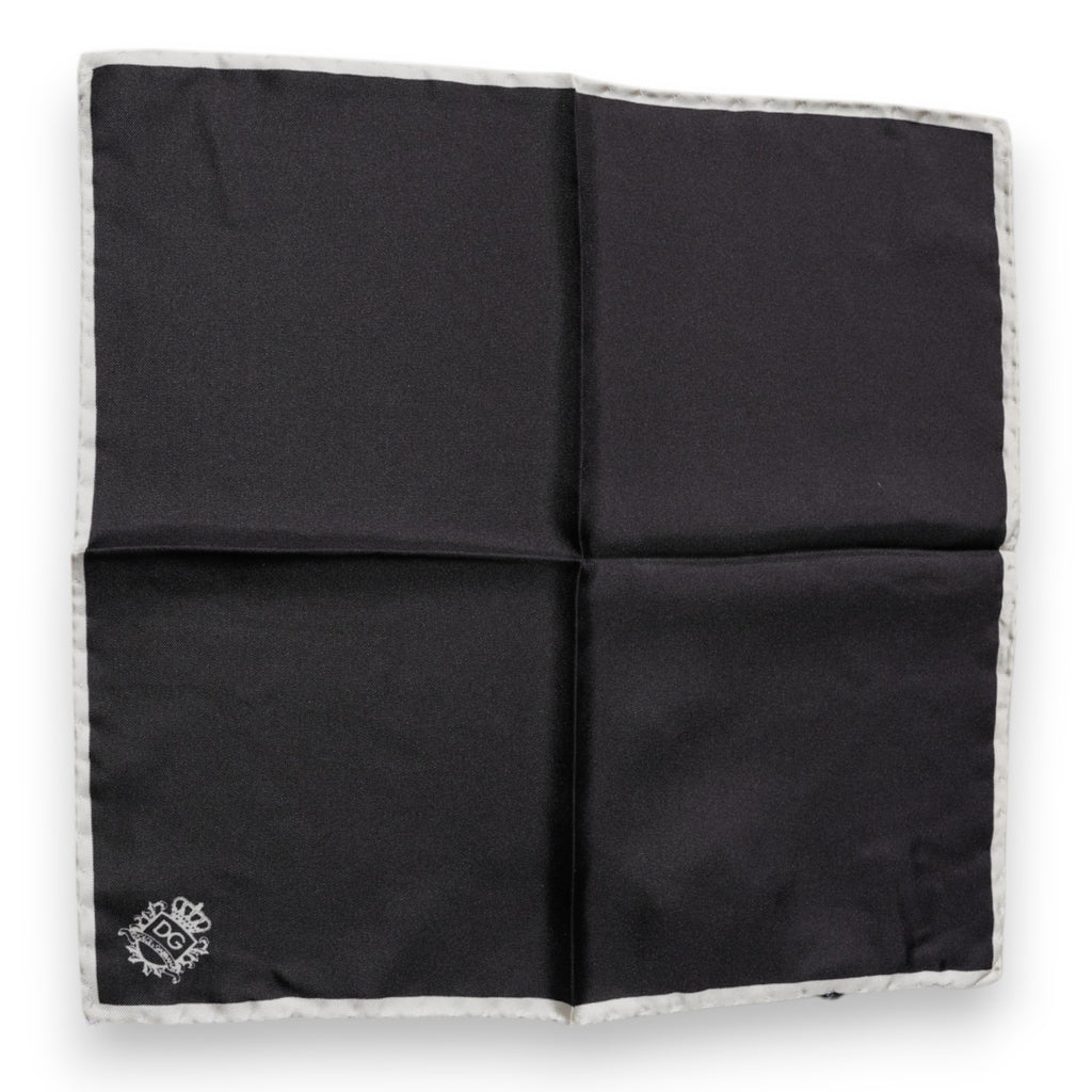 Dolce &amp; Gabbana – Quadratischer Taschentuchschal mit schwarzem Kronenlogo
