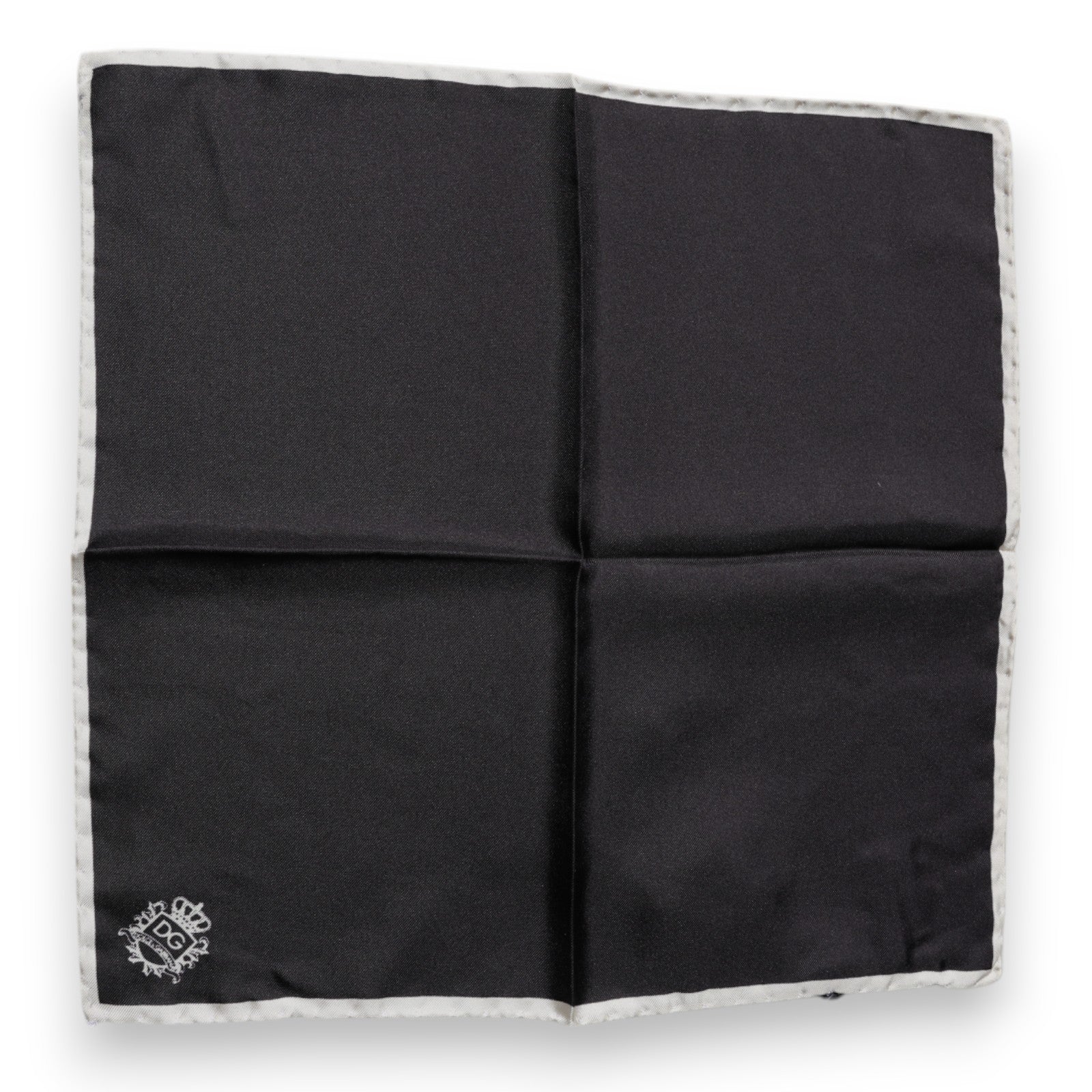 Dolce &amp; Gabbana – Quadratischer Taschentuchschal mit schwarzem Kronenlogo