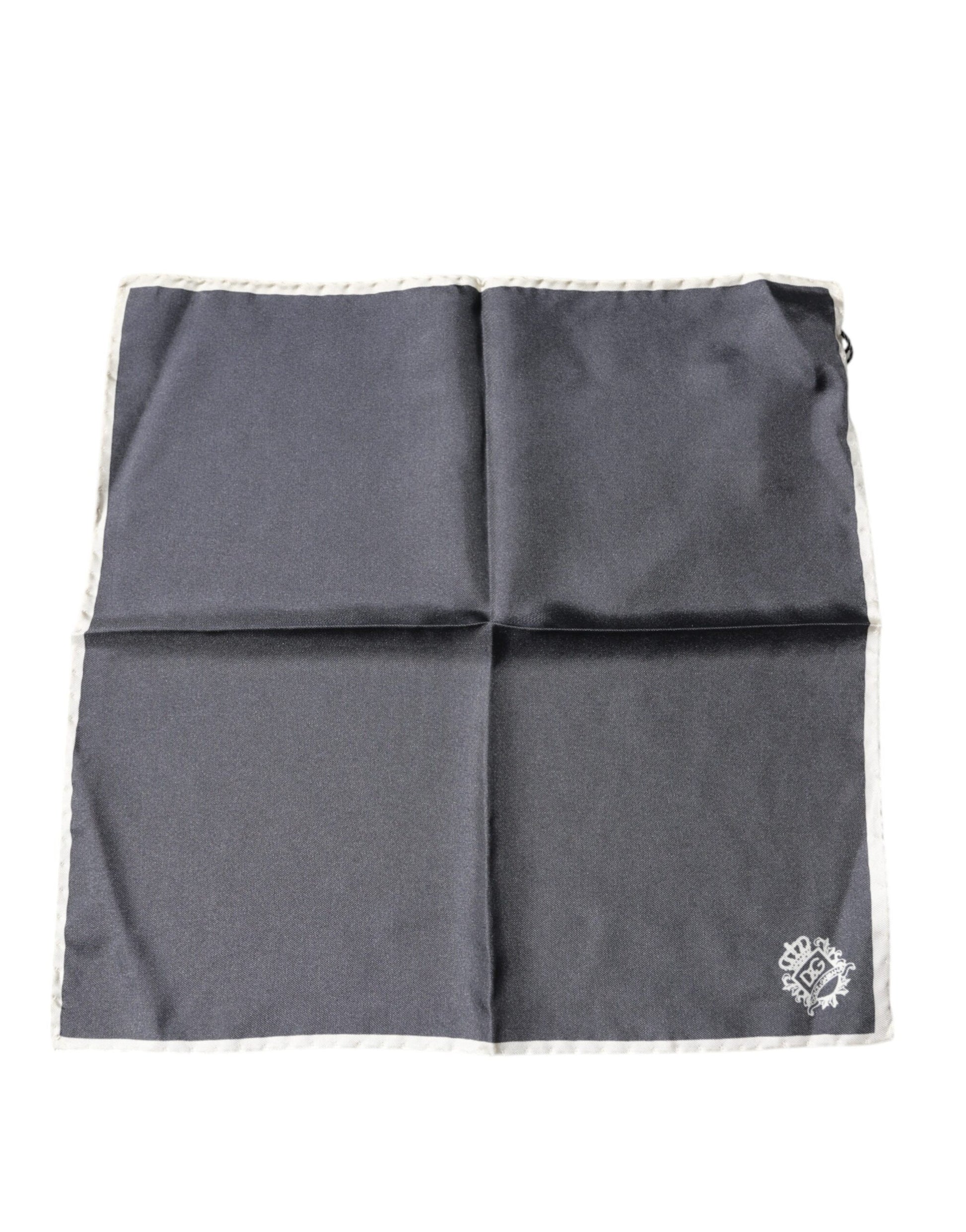 Dolce &amp; Gabbana – Quadratischer Taschentuchschal mit Kronenlogo in Grau
