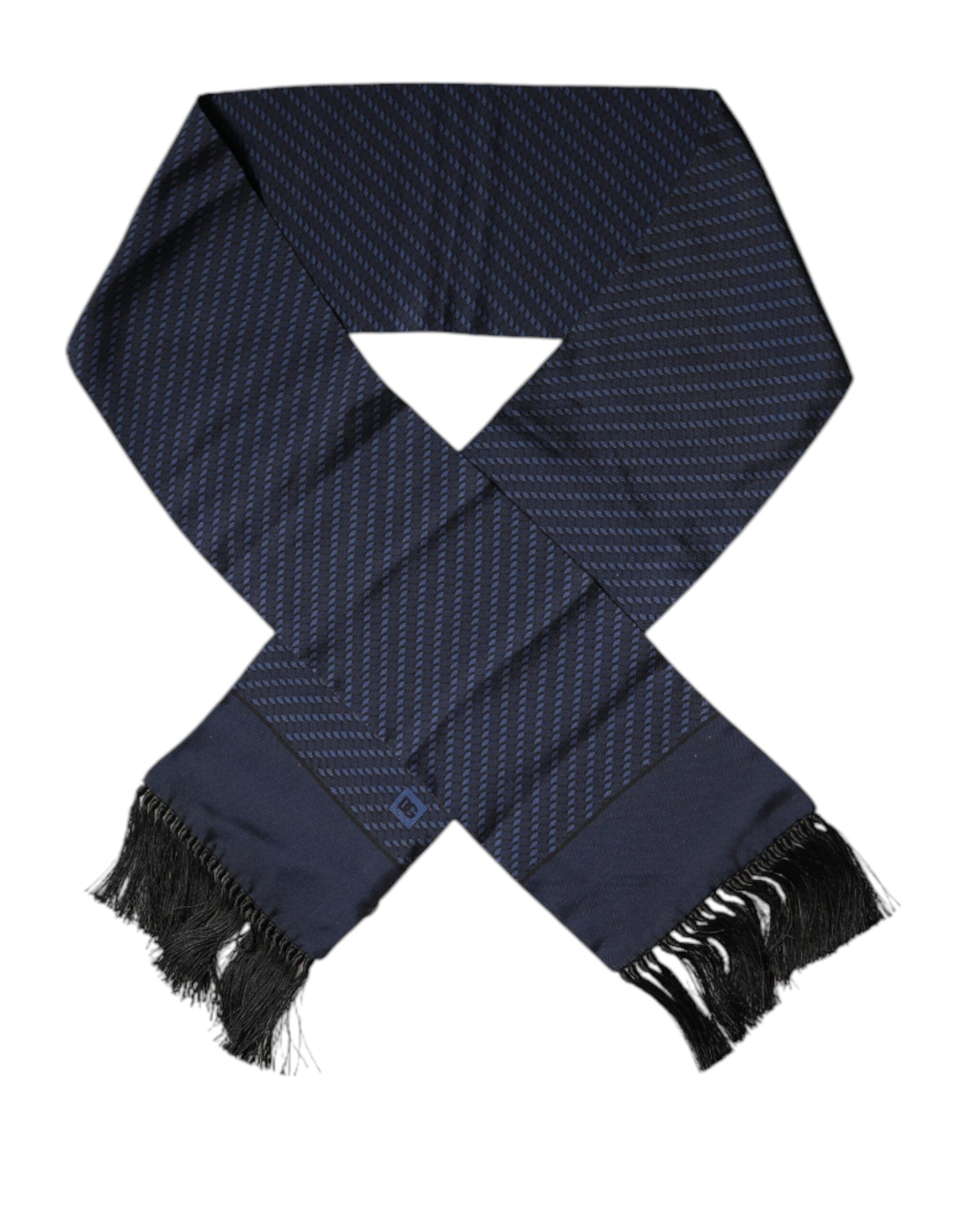 Dolce &amp; Gabbana – Dunkelblauer Wickelschal mit Fantasiefransen