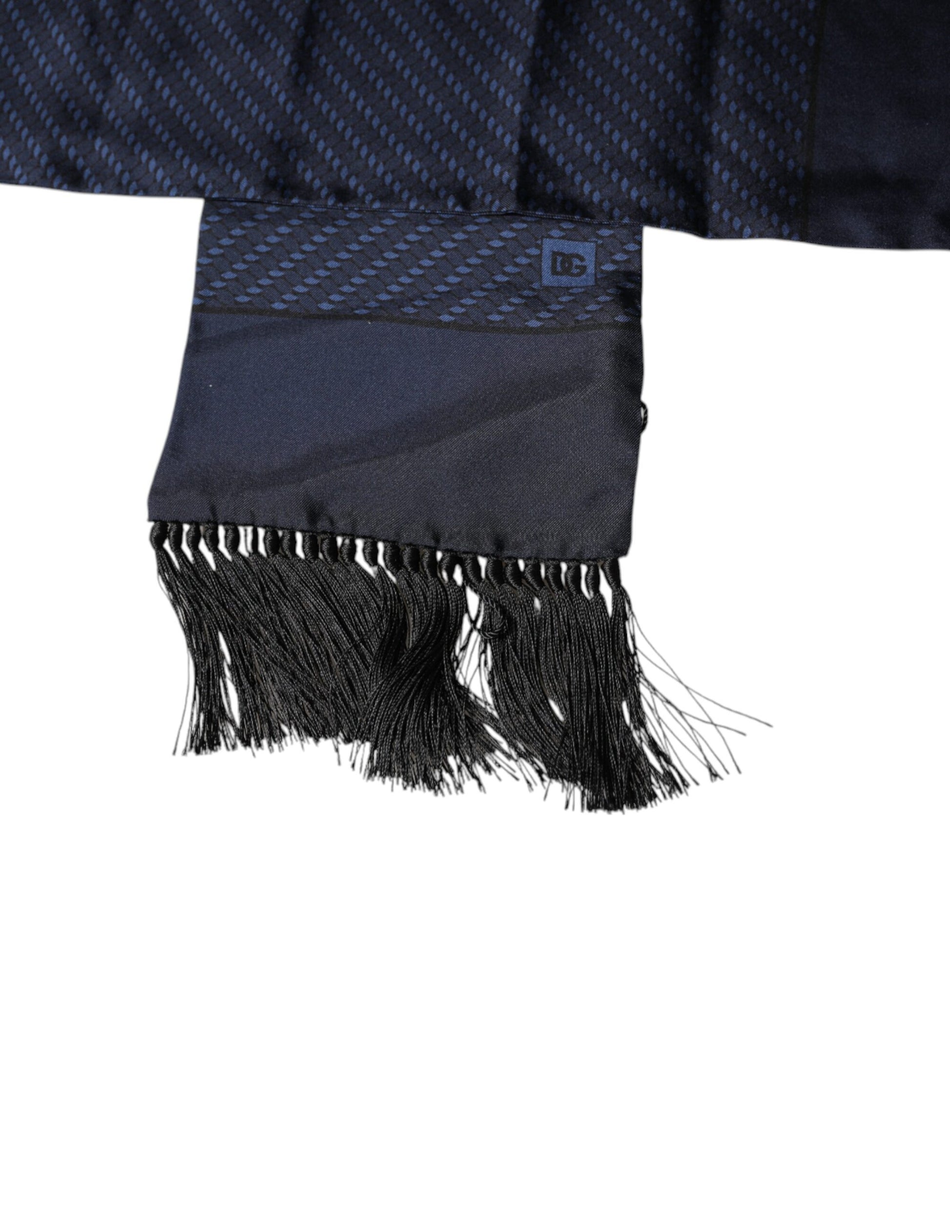 Dolce &amp; Gabbana – Dunkelblauer Wickelschal mit Fantasiefransen