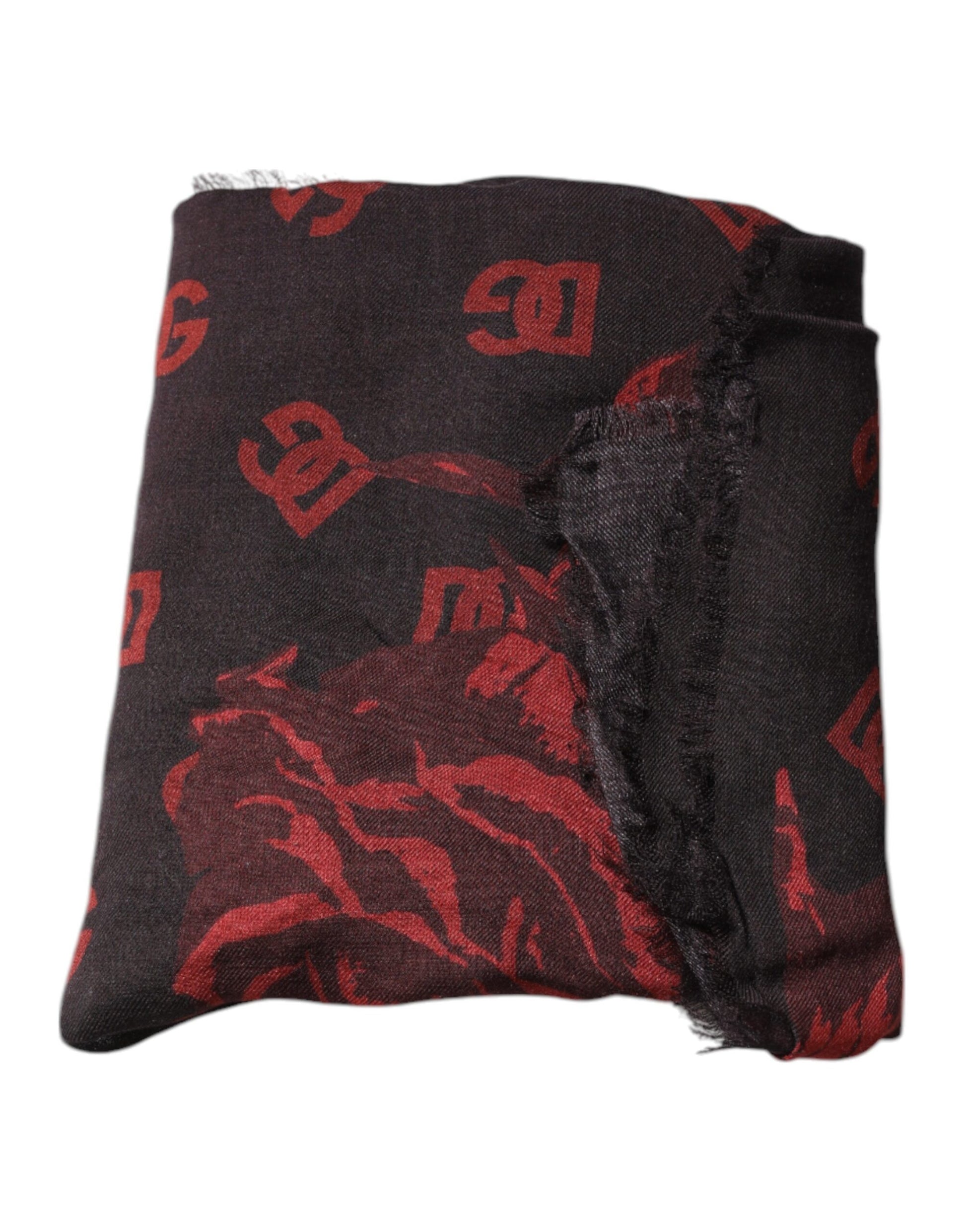 Dolce &amp; Gabbana – Schwarz-roter Wickelschal aus Modal mit Blumenmuster