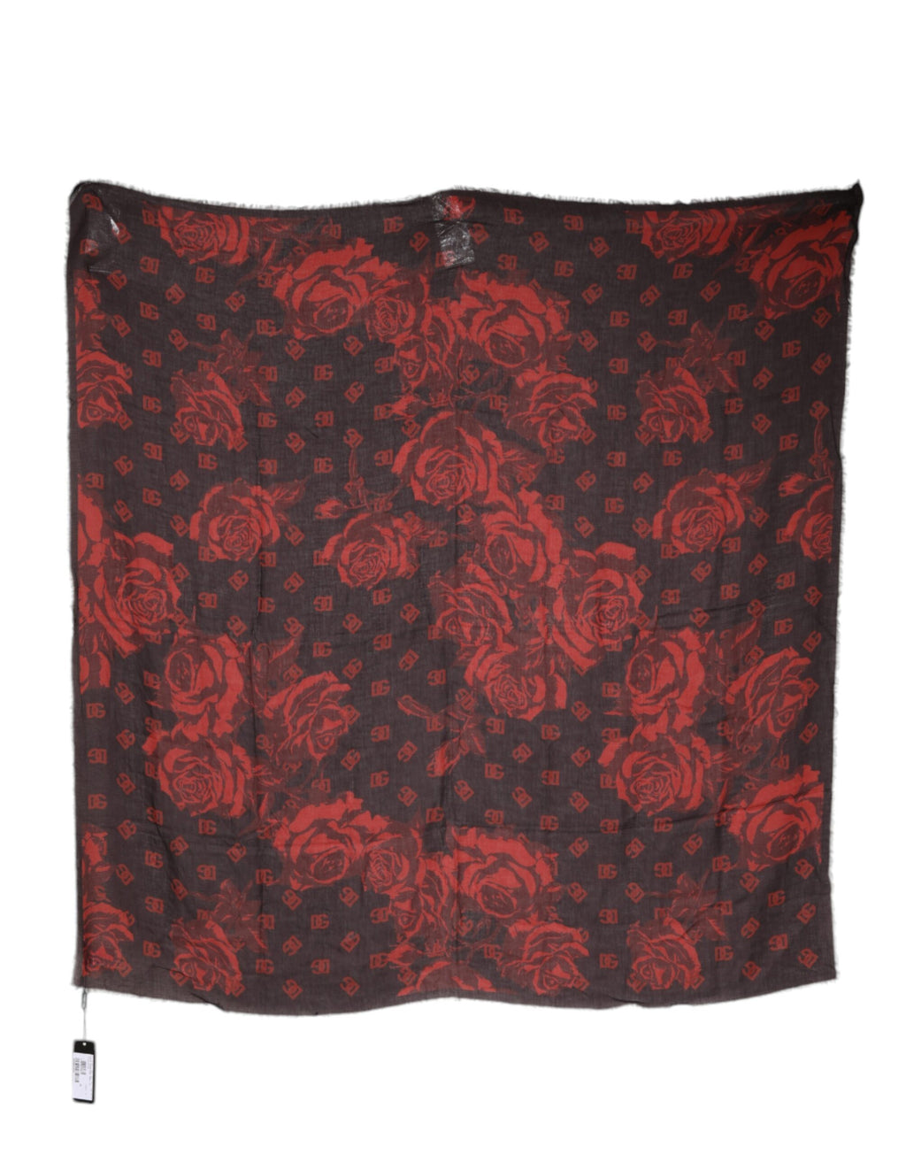 Dolce &amp; Gabbana – Schwarz-roter Wickelschal aus Modal mit Blumenmuster
