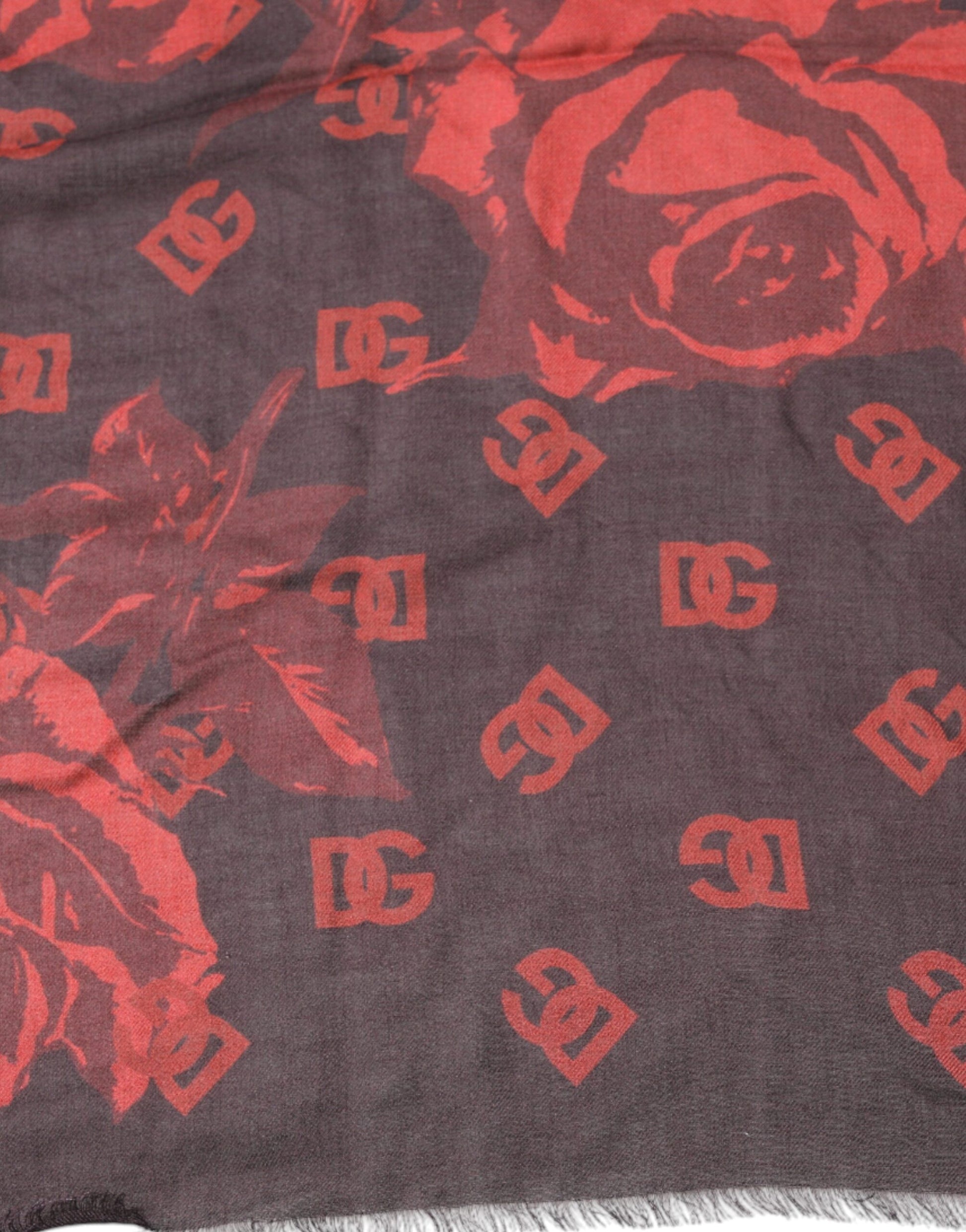 Dolce &amp; Gabbana – Schwarz-roter Wickelschal aus Modal mit Blumenmuster