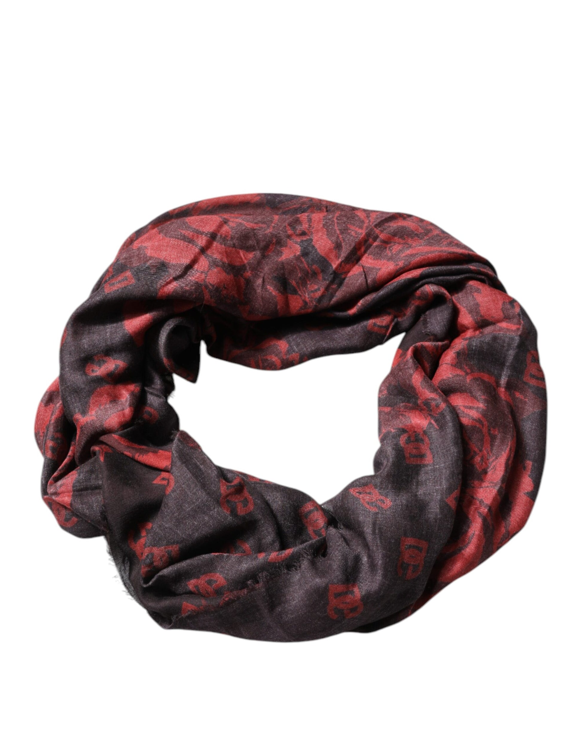 Dolce &amp; Gabbana – Schwarz-roter Wickelschal aus Modal mit Blumenmuster