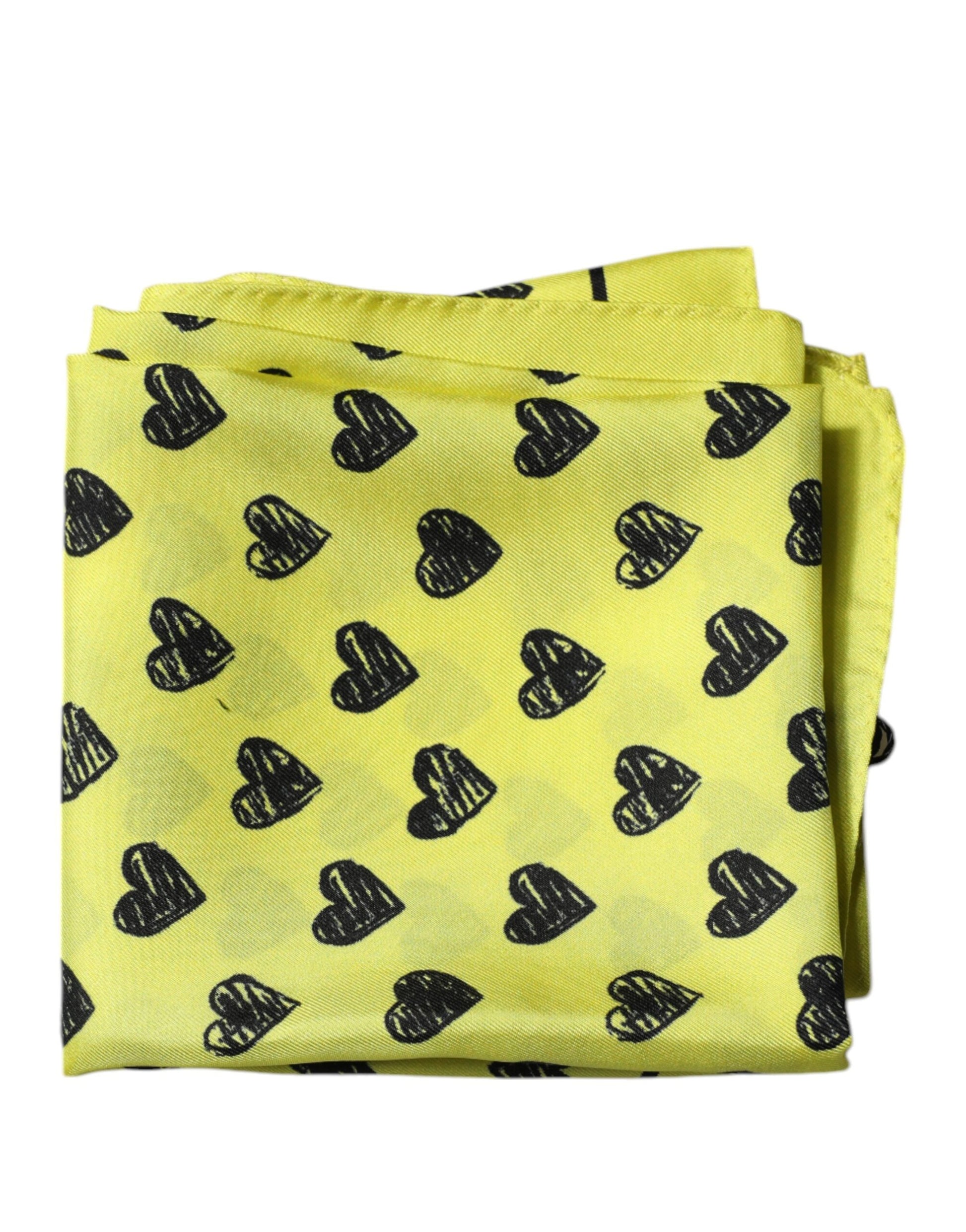 Dolce &amp; Gabbana – Quadratischer Seiden-Bandana-Schal mit gelben Herzen