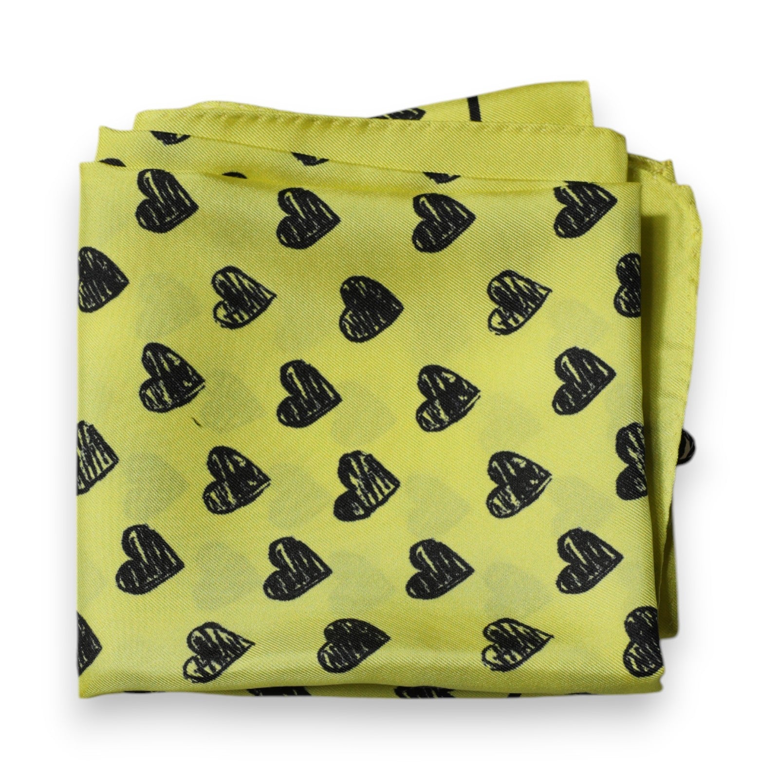 Dolce &amp; Gabbana – Quadratischer Seiden-Bandana-Schal mit gelben Herzen