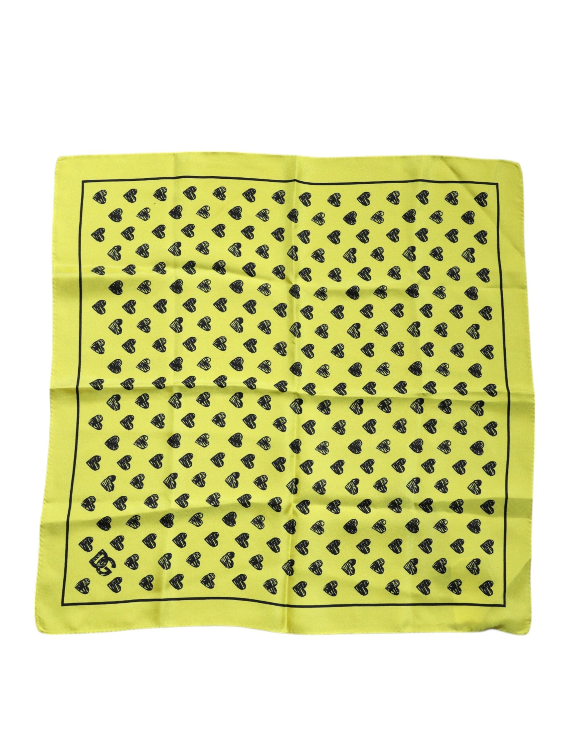 Dolce &amp; Gabbana – Quadratischer Seiden-Bandana-Schal mit gelben Herzen