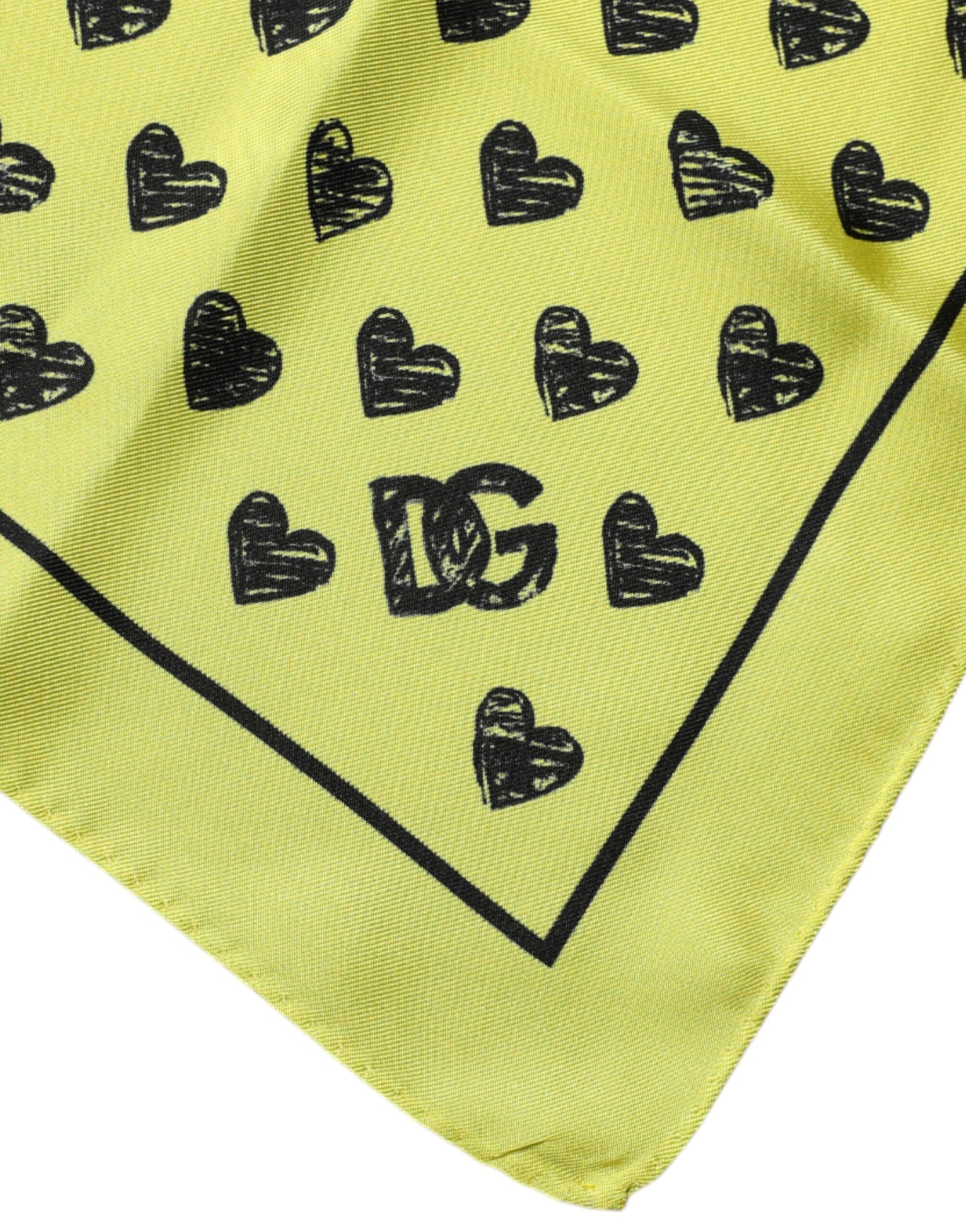 Dolce &amp; Gabbana – Quadratischer Seiden-Bandana-Schal mit gelben Herzen