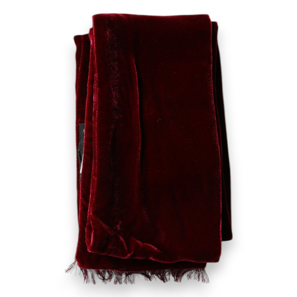 Dolce &amp; Gabbana – Kastanienbrauner, schmaler Wickelschal mit Seidenfransen
