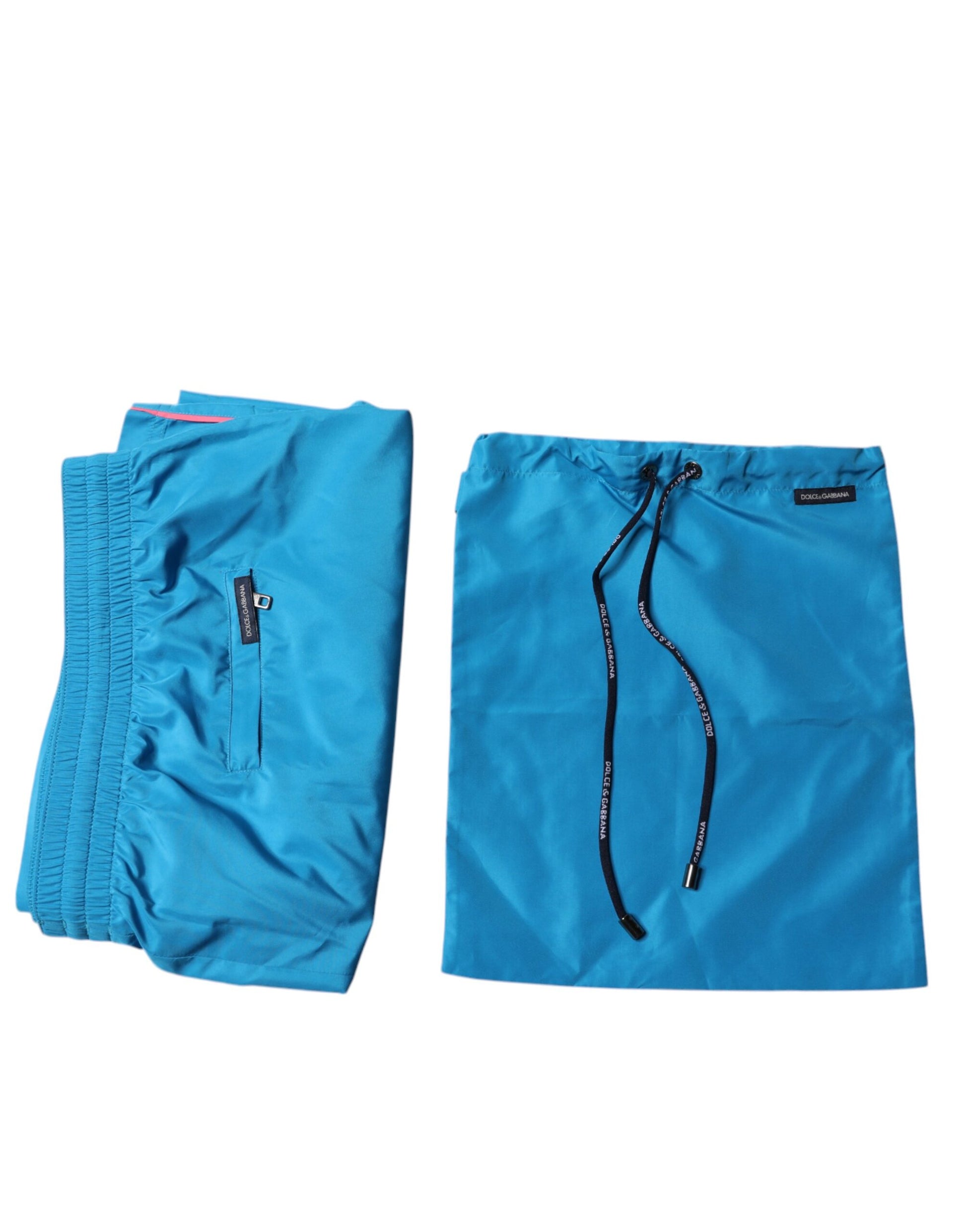 Dolce &amp; Gabbana – Türkisfarbene Strandshorts mit Logo, 2-teilige Bademode