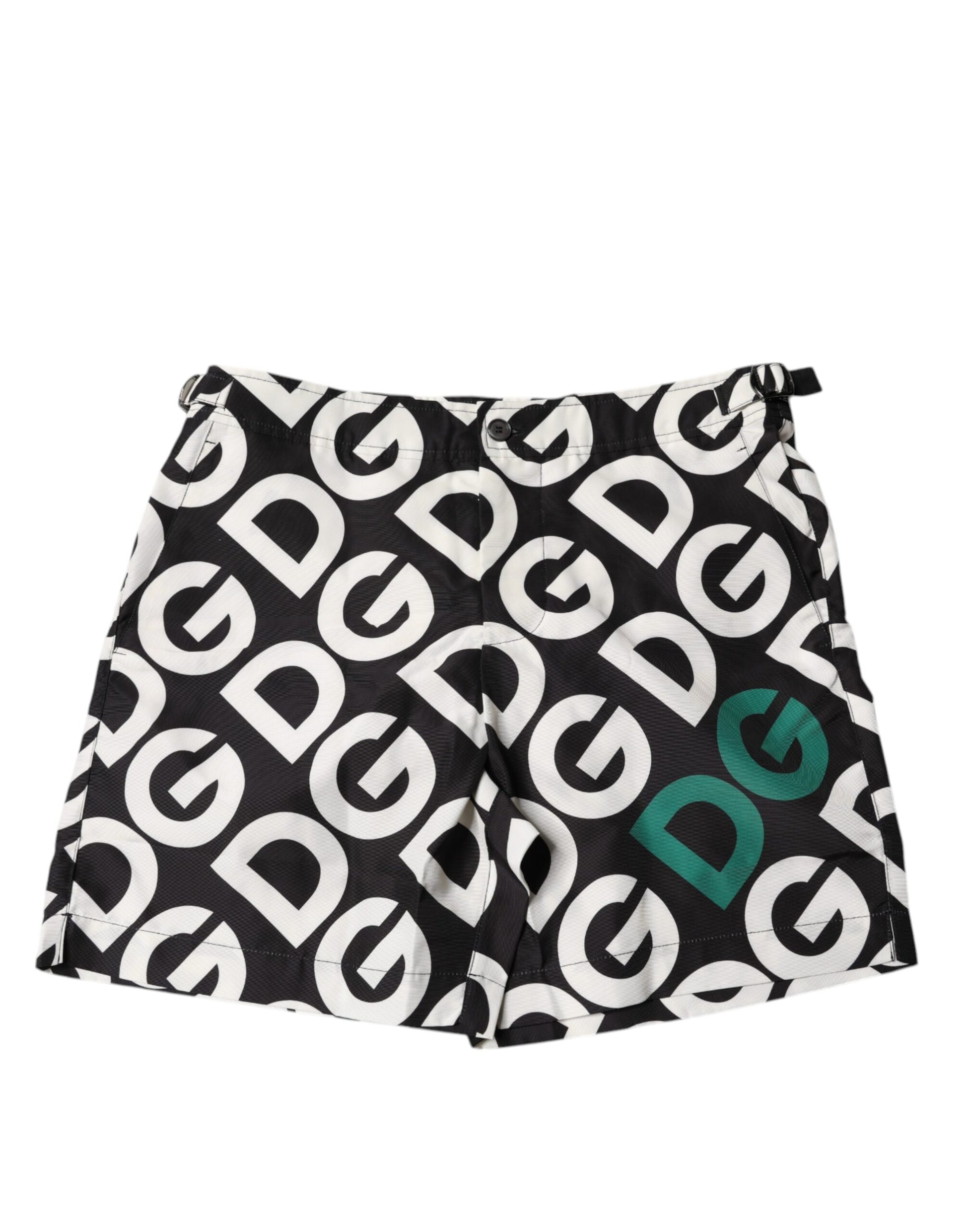 Dolce &amp; Gabbana Schwarz-Weiß-Logo-Strandmode-Shorts Bademode