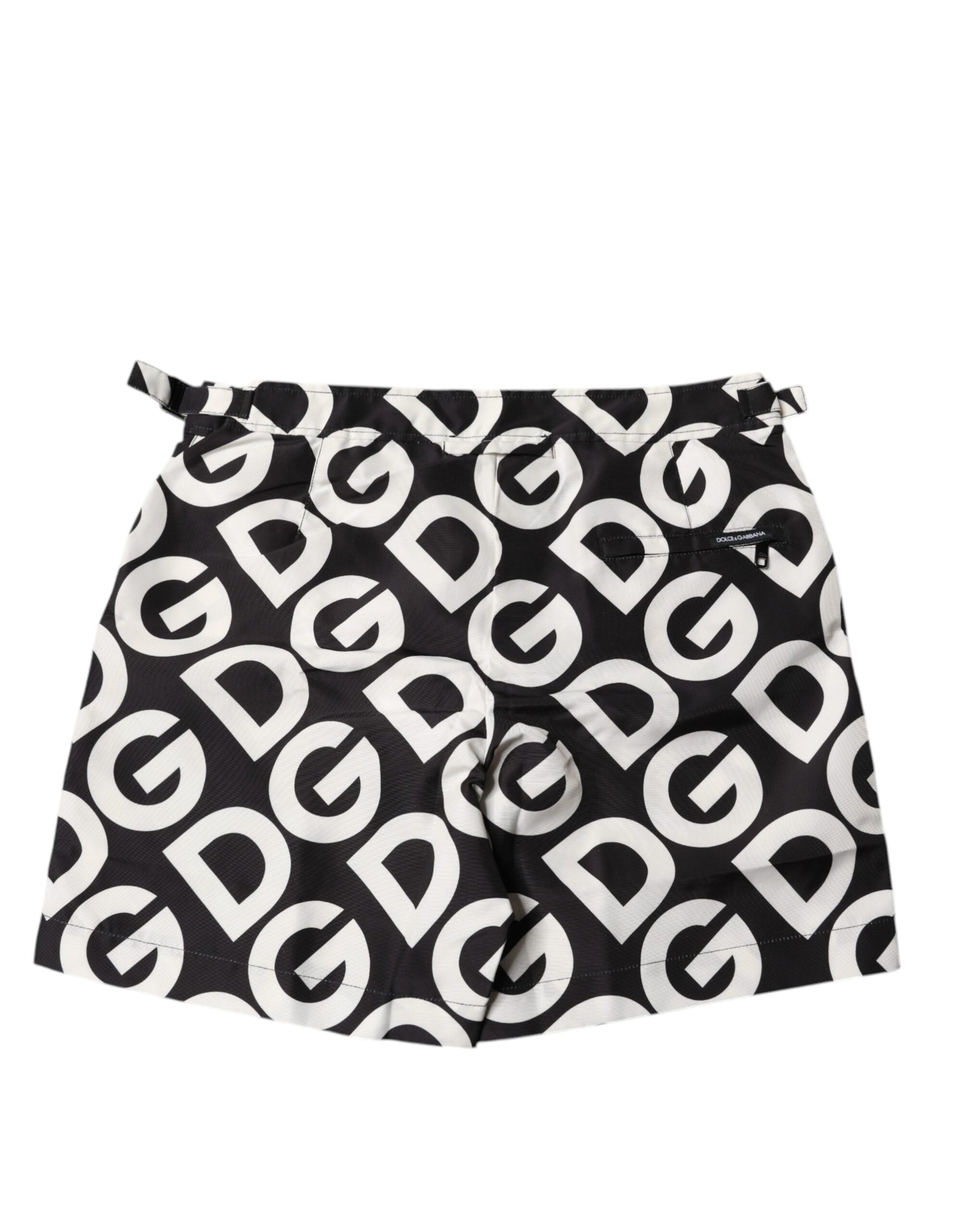Dolce &amp; Gabbana Schwarz-Weiß-Logo-Strandmode-Shorts Bademode