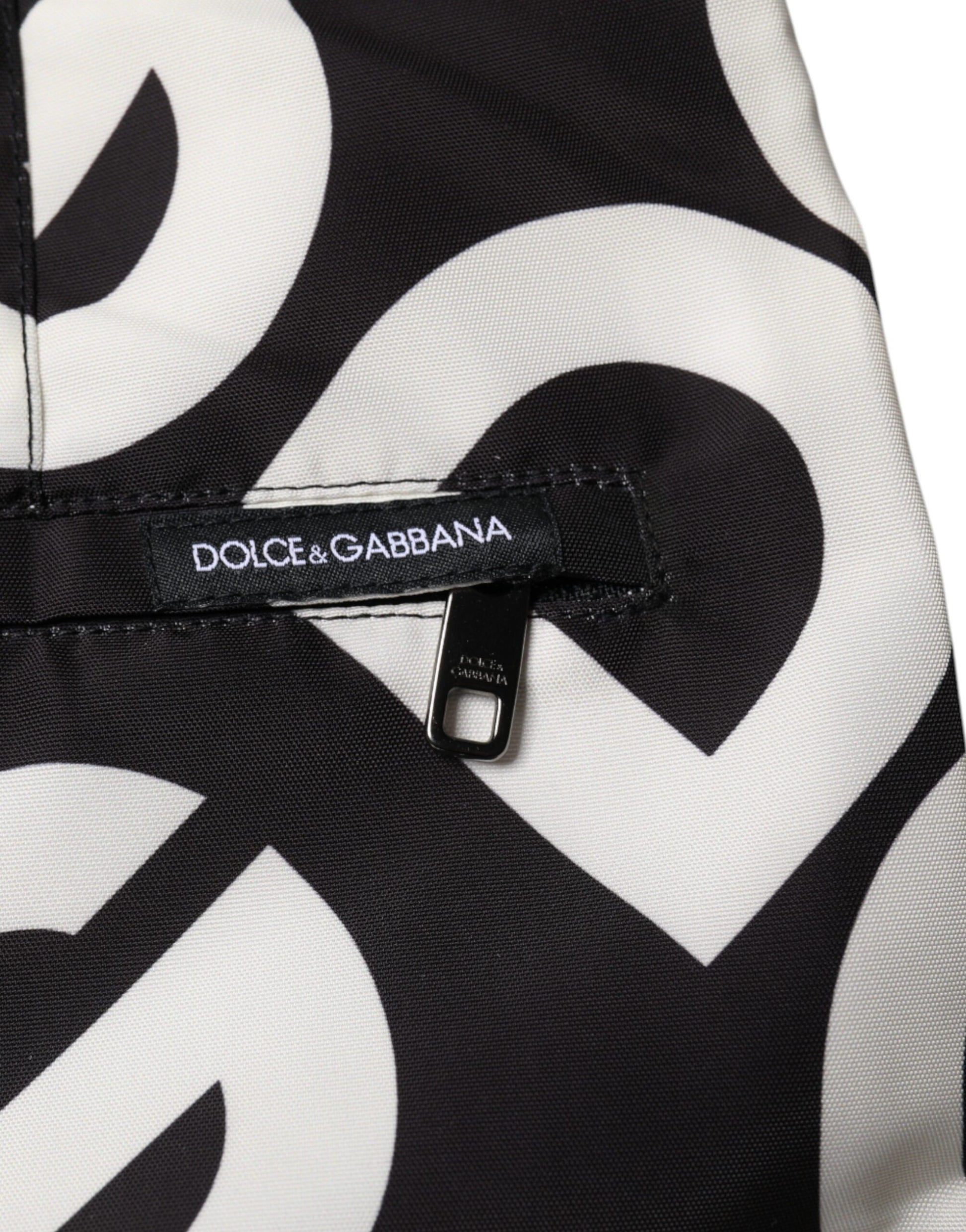 Dolce &amp; Gabbana Schwarz-Weiß-Logo-Strandmode-Shorts Bademode