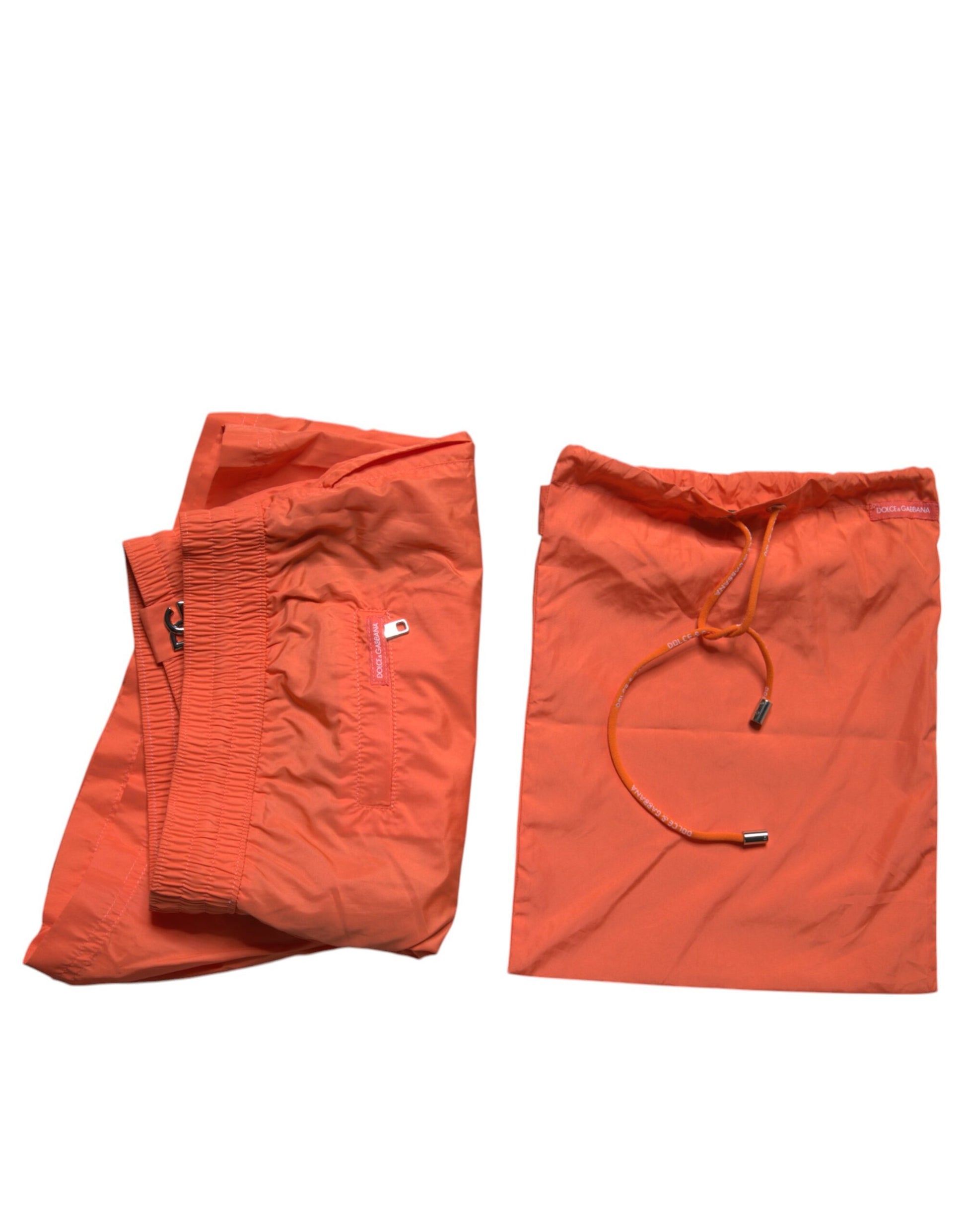Dolce &amp; Gabbana – Orangefarbene Strandshorts aus Polyester, 2-teilige Bademode