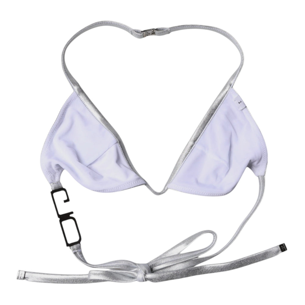 Dolce &amp; Gabbana Silbernes Logo Neckholder-Bademode-Bikinioberteil