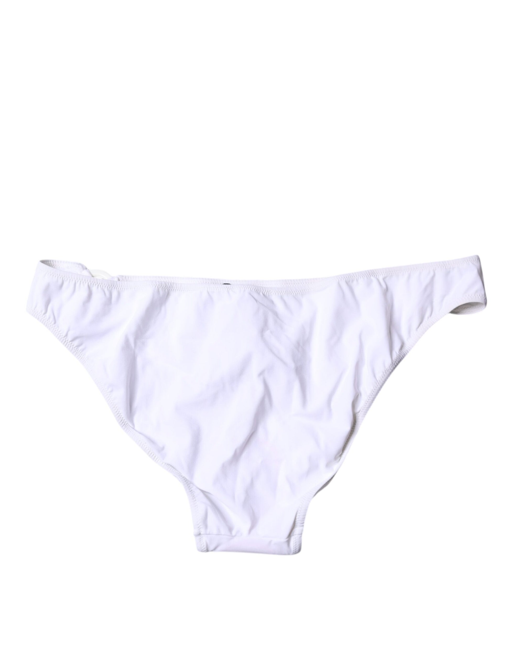 Dolce &amp; Gabbana Weißes Nylon Beachwear Bikini Bottom Bademode