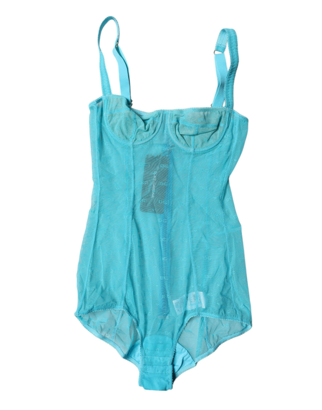 Dolce &amp; Gabbana Blauer Tüll-Balconette-BH-Body-Unterwäsche