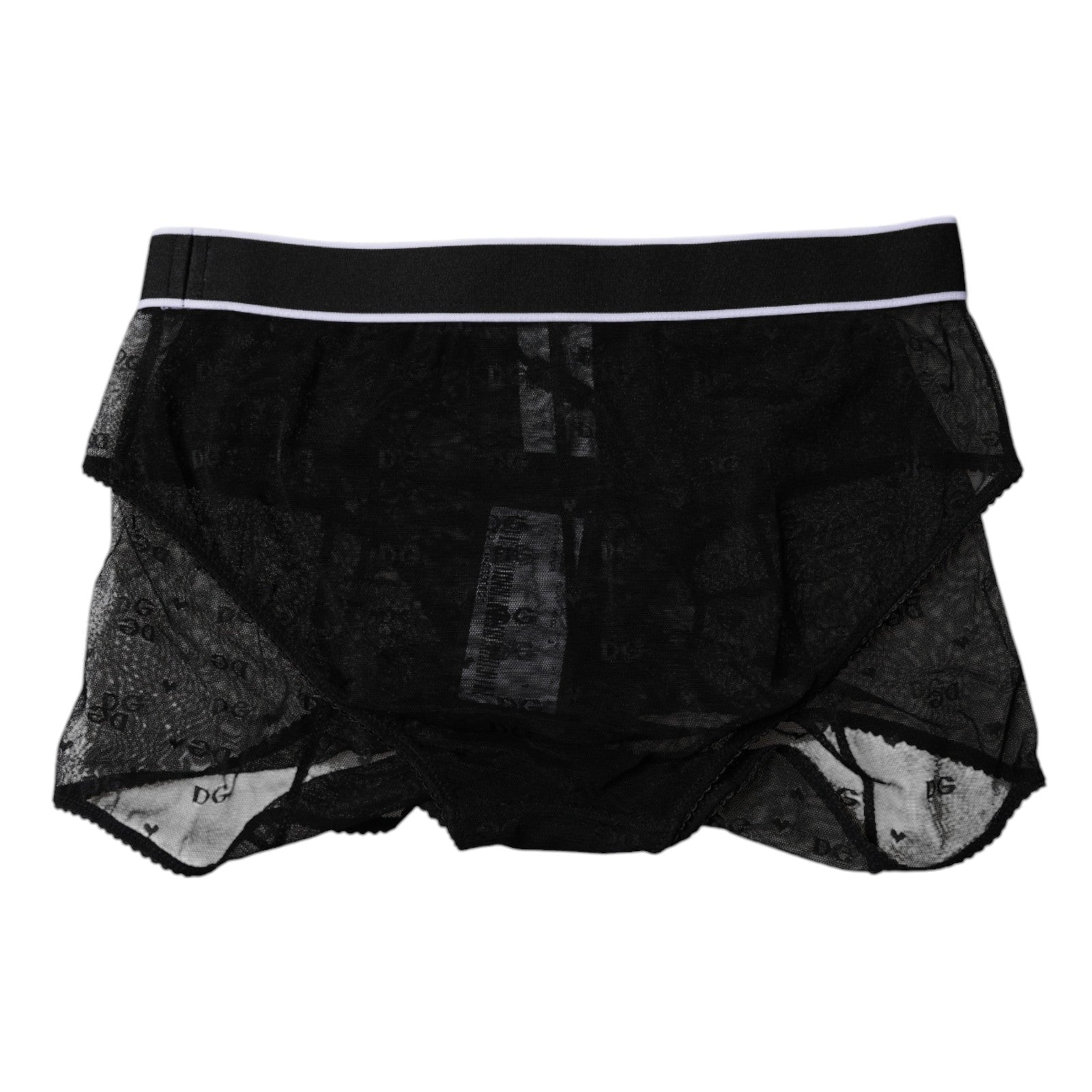 Dolce &amp; Gabbana – Schwarze Höschen aus Nylon mit mittlerer Taille und Tüll