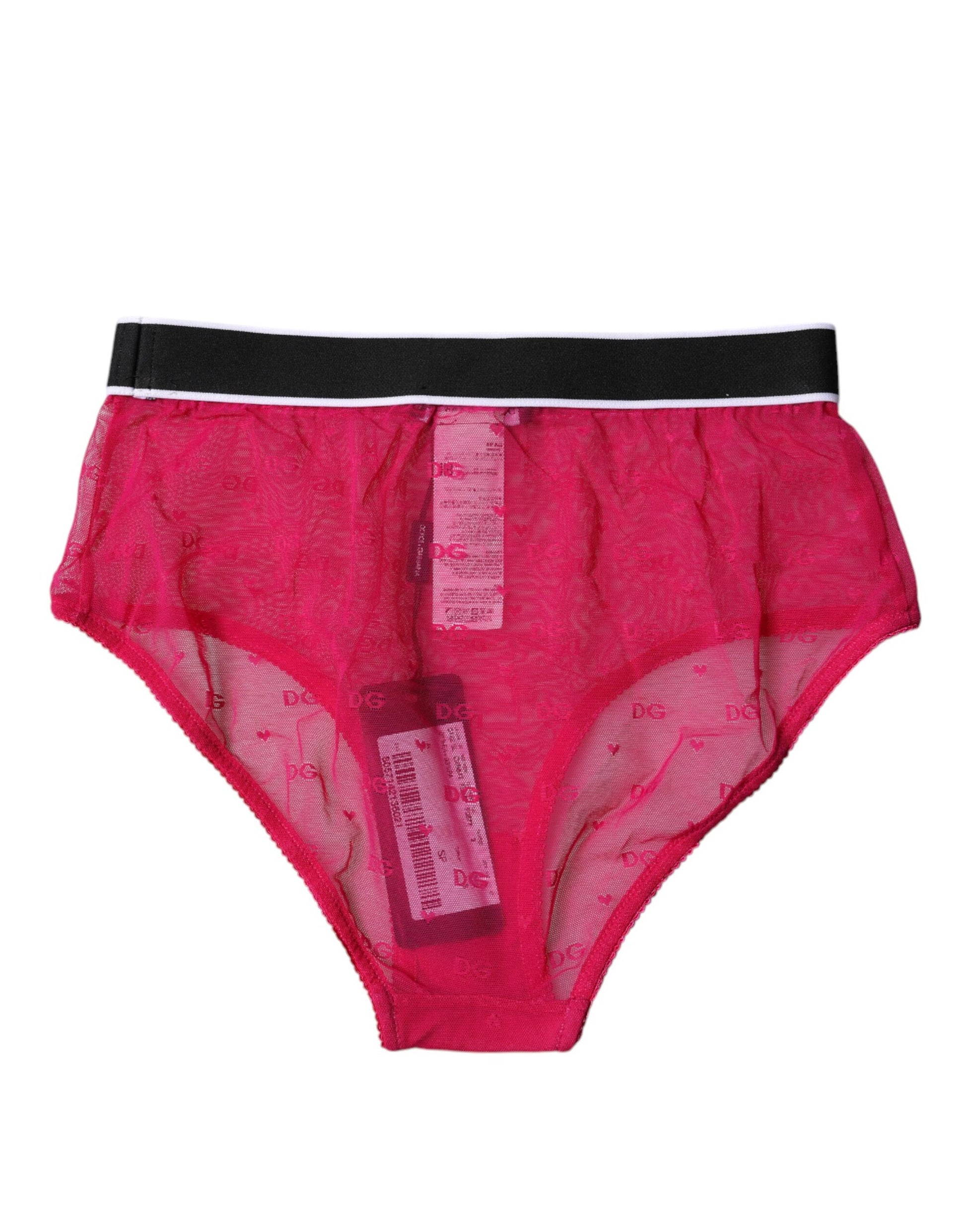 Dolce &amp; Gabbana – Slip aus Nylon mit mittlerer Taille und Tüll in Fuchsia