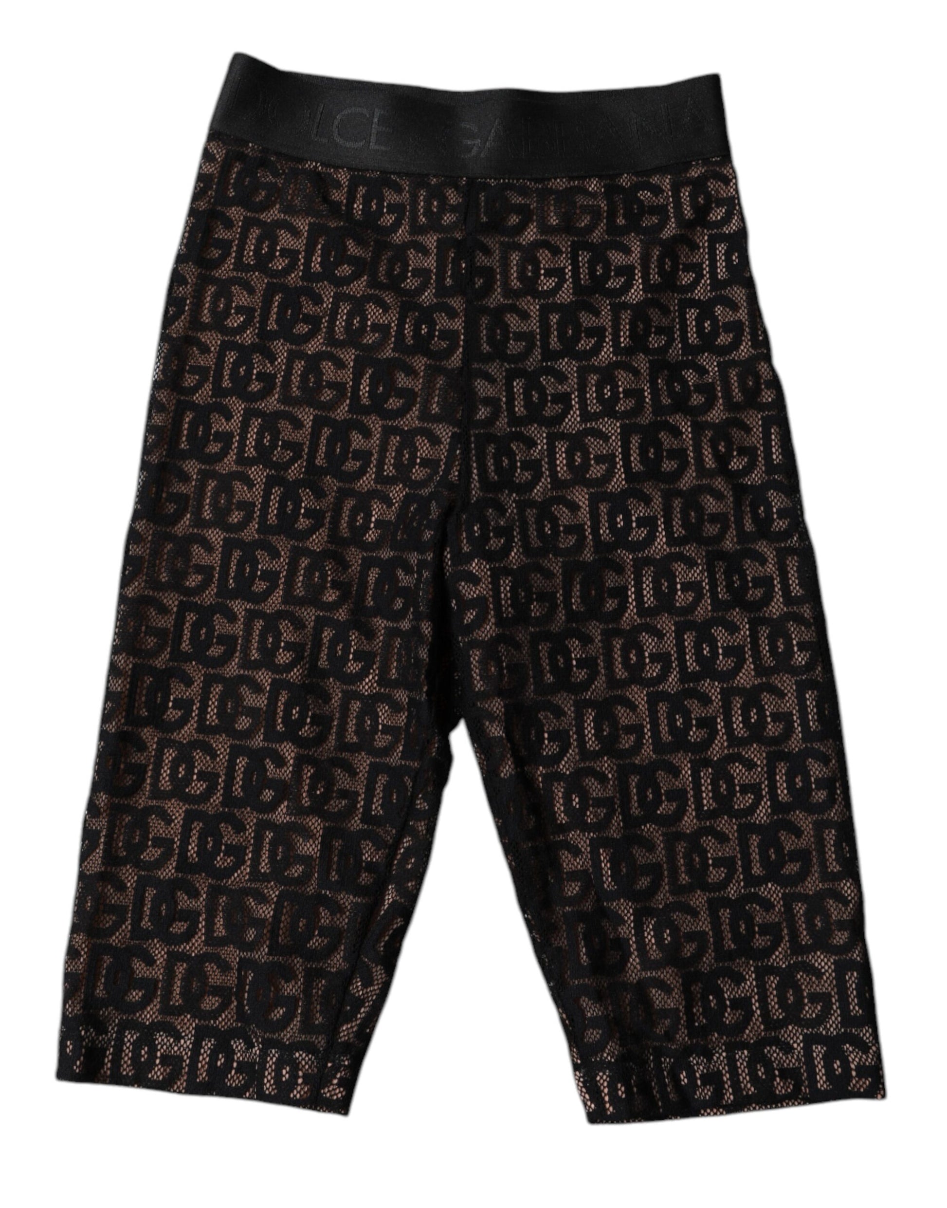 Dolce &amp; Gabbana – Kurze Strumpfhose mit Logo und Monogramm in Schwarz