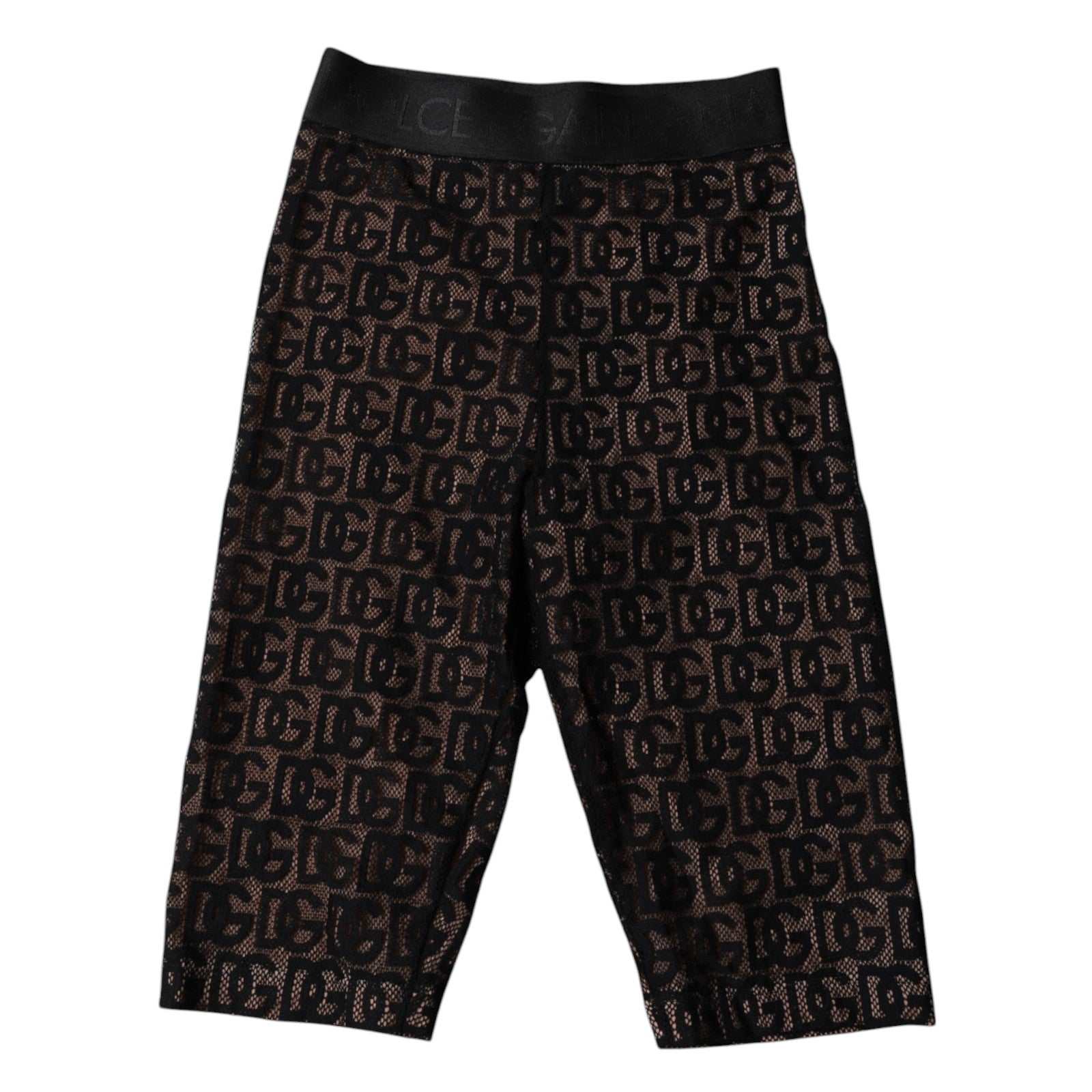 Dolce &amp; Gabbana – Kurze Strumpfhose mit Logo und Monogramm in Schwarz