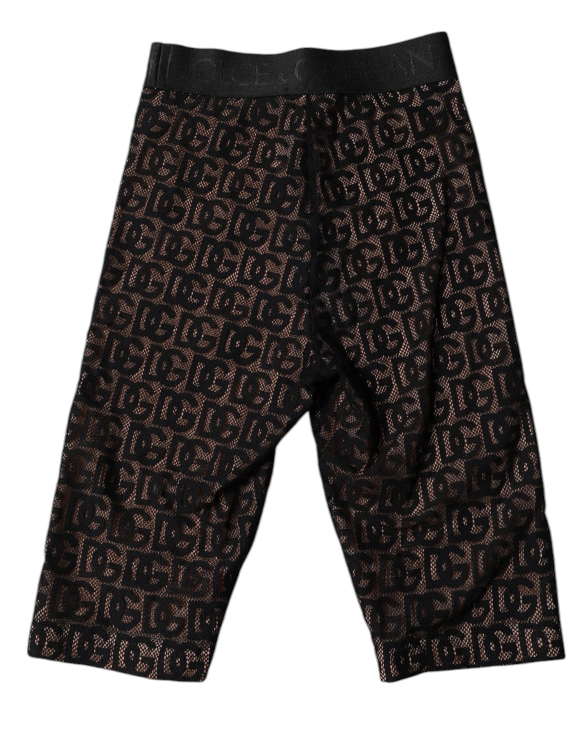 Dolce &amp; Gabbana – Kurze Strumpfhose mit Logo und Monogramm in Schwarz