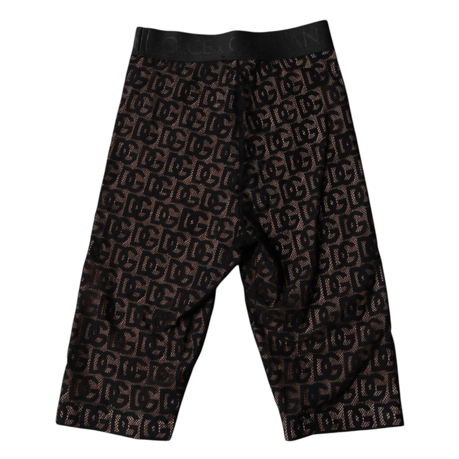 Dolce &amp; Gabbana – Kurze Strumpfhose mit Logo und Monogramm in Schwarz