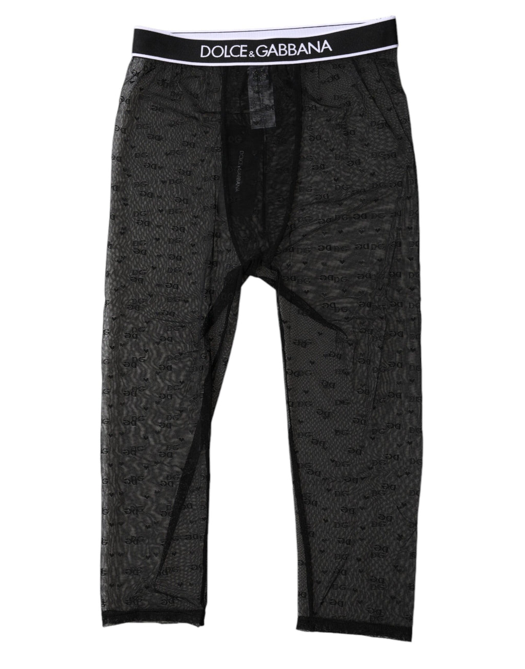 Dolce &amp; Gabbana – Schwarze, kurze Nylon-Strumpfhose mit DG-Logo