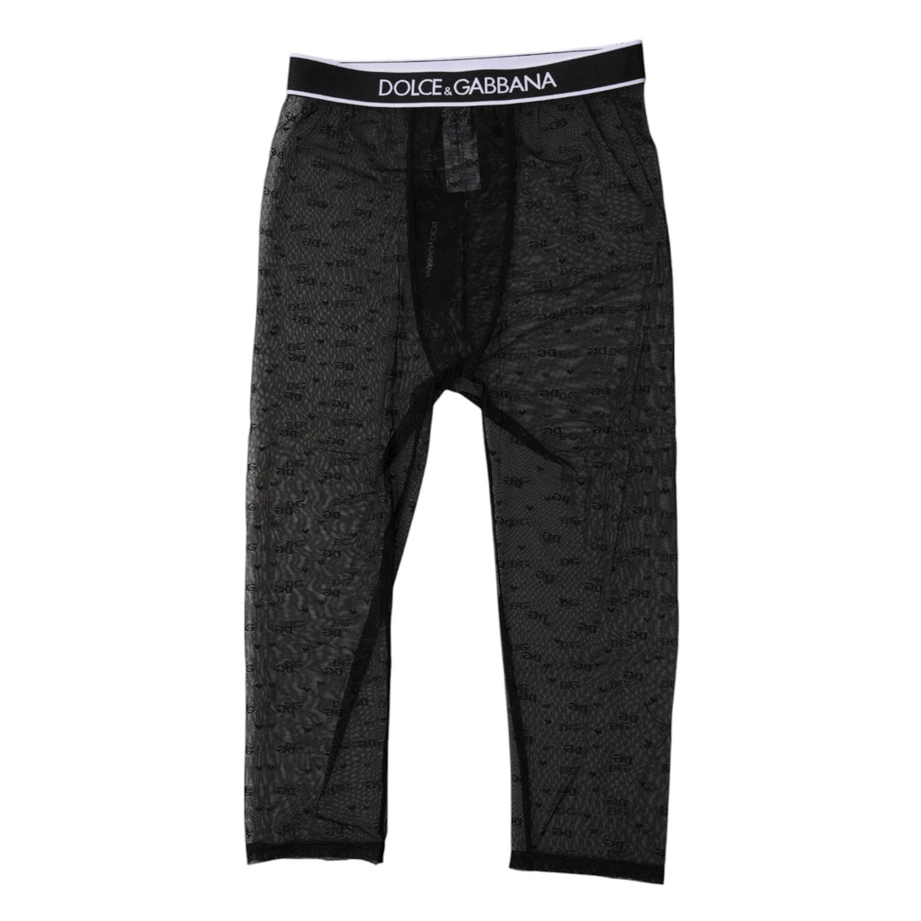 Dolce &amp; Gabbana – Schwarze, kurze Nylon-Strumpfhose mit DG-Logo
