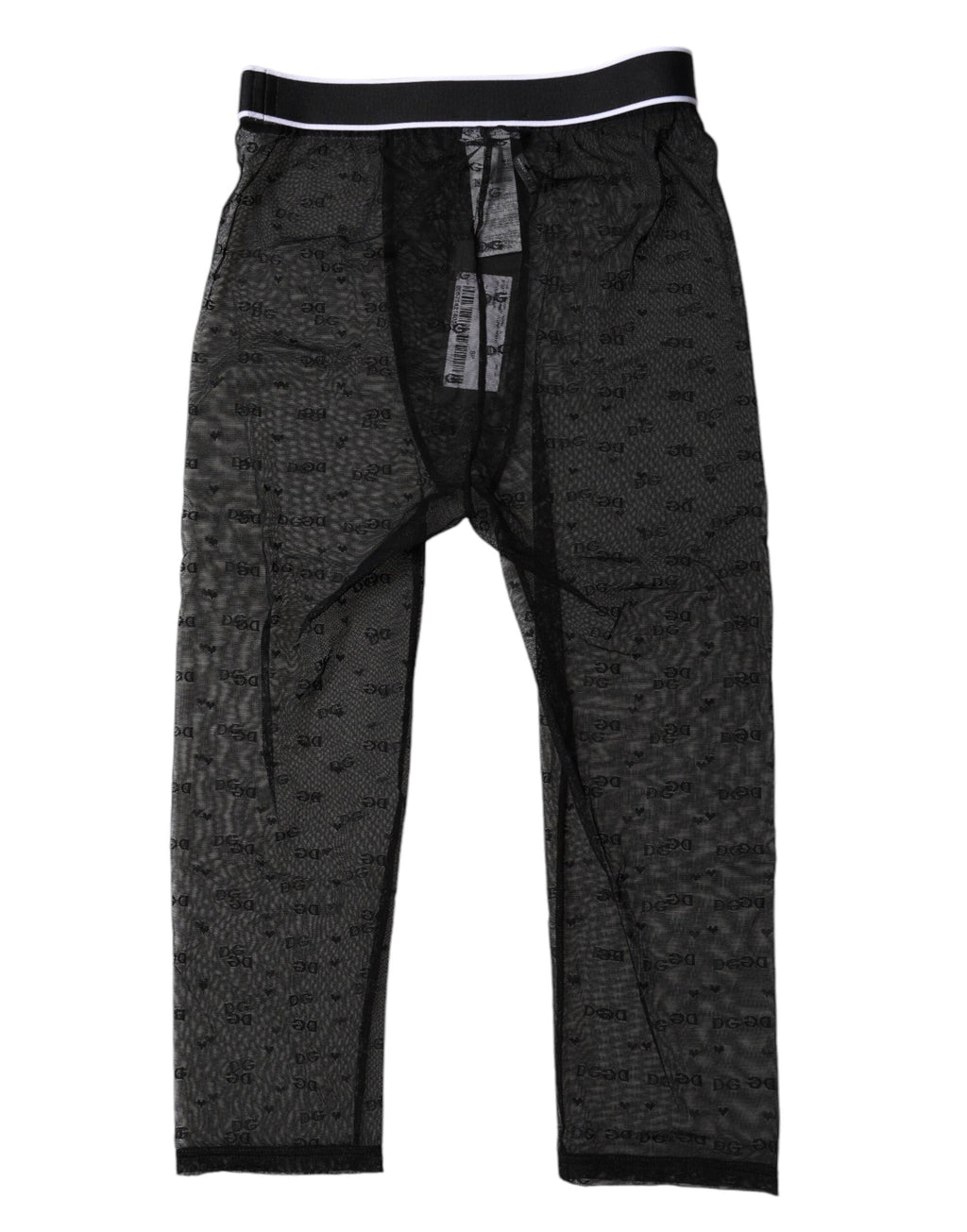 Dolce &amp; Gabbana – Schwarze, kurze Nylon-Strumpfhose mit DG-Logo
