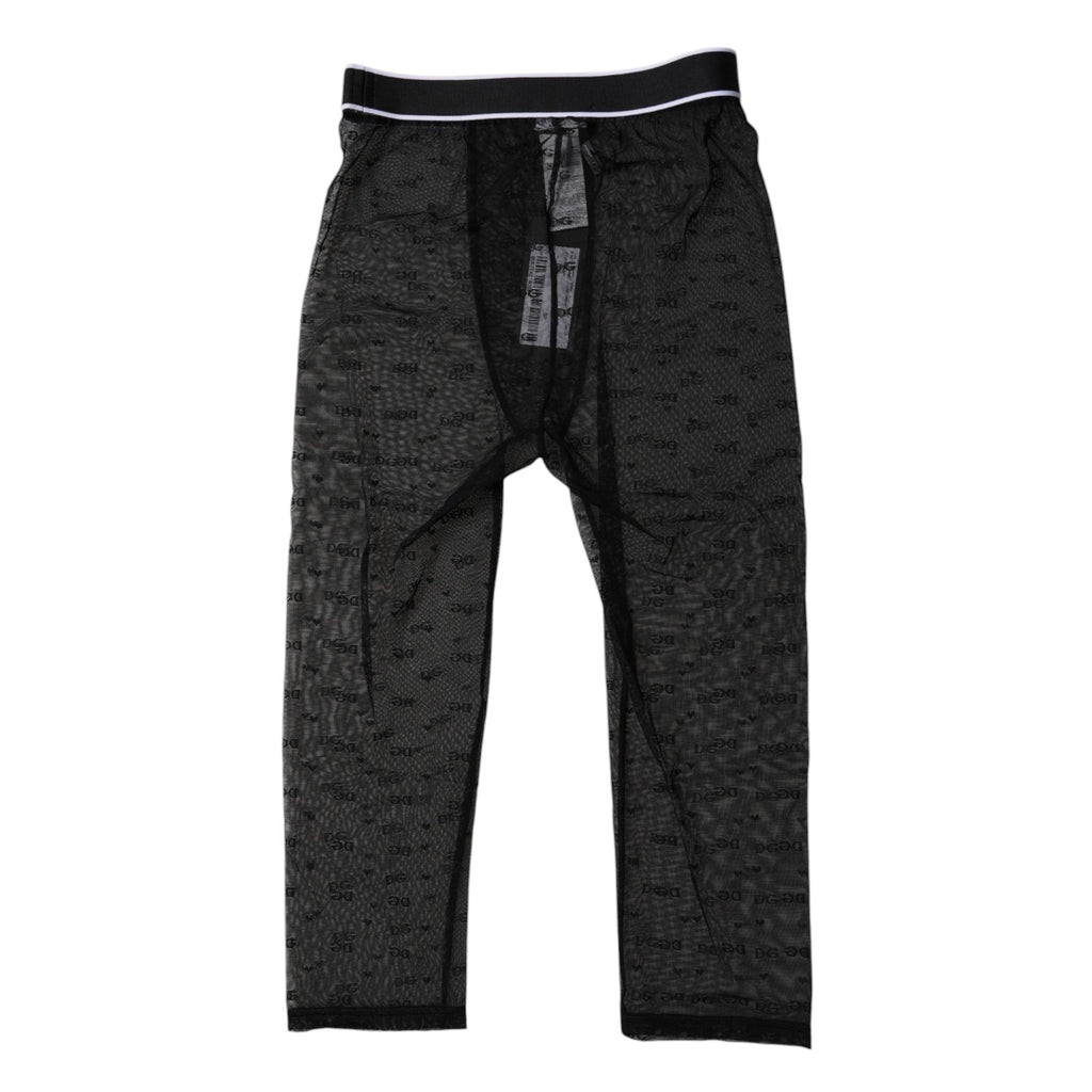 Dolce &amp; Gabbana – Schwarze, kurze Nylon-Strumpfhose mit DG-Logo