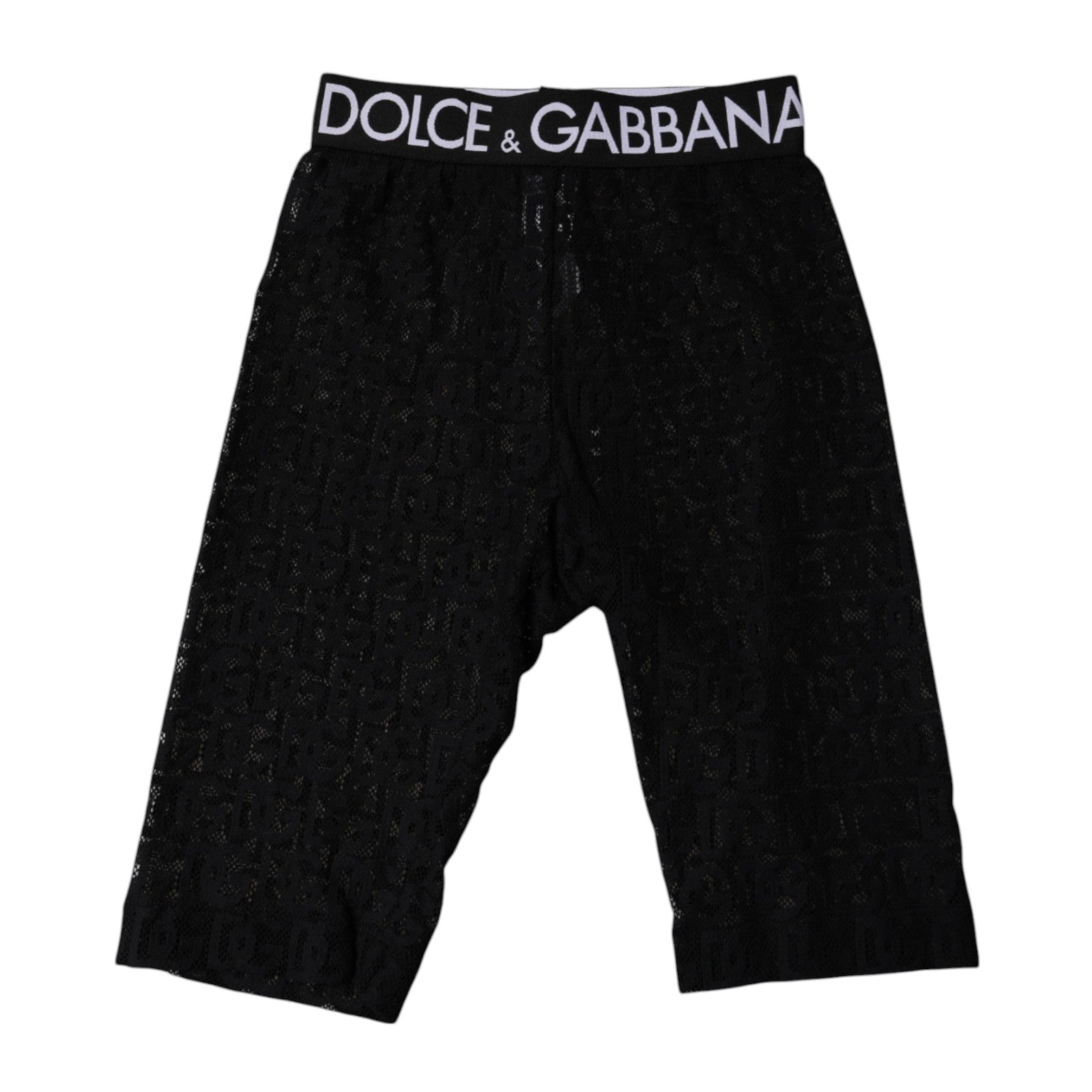Dolce &amp; Gabbana – Kurze Strumpfhose mit Logo und Monogramm in Schwarz