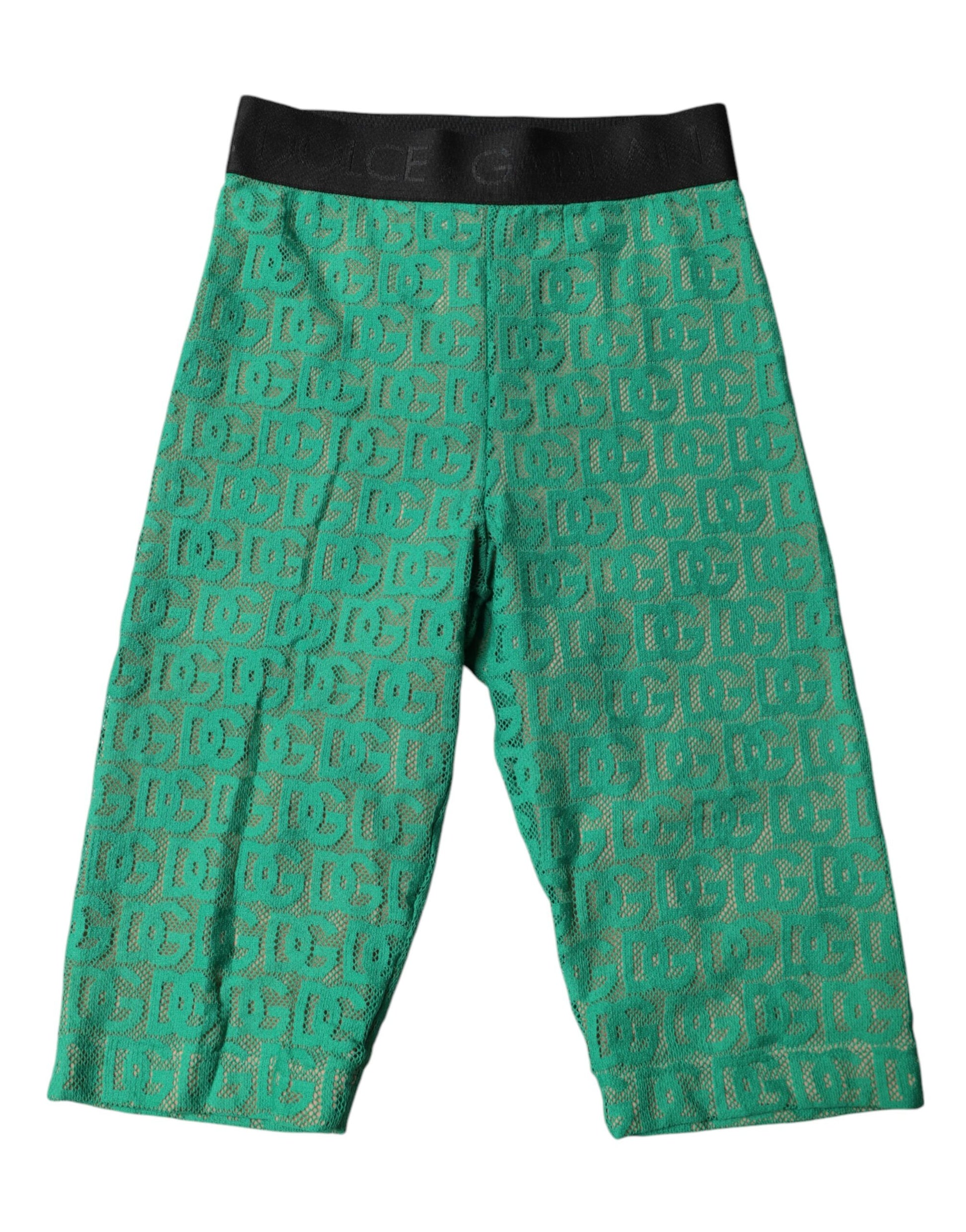 Dolce &amp; Gabbana – Kurze Strumpfhose mit Logo-Monogramm in Grün