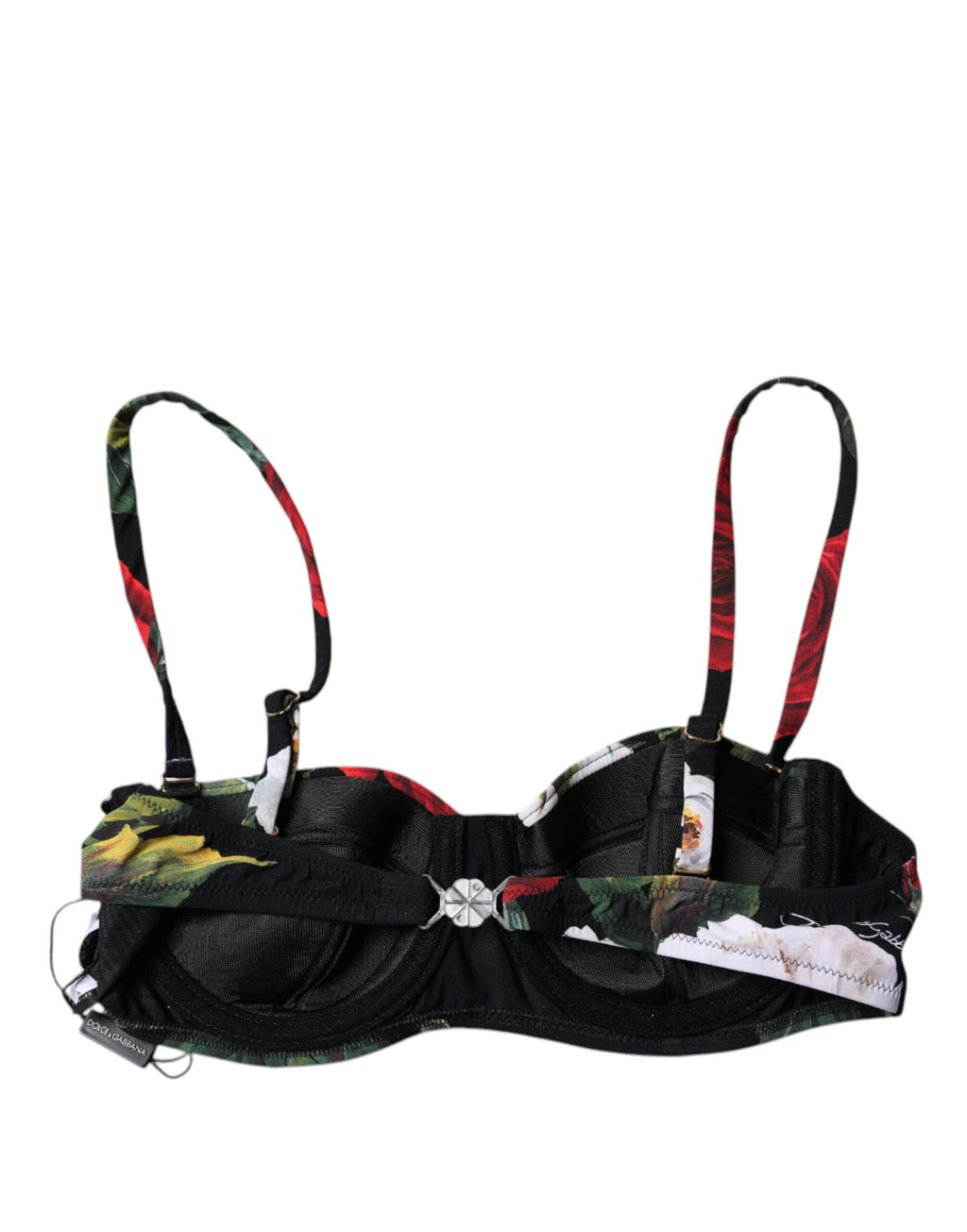 Dolce &amp; Gabbana – Balconcino-BH aus Nylon mit schwarzem Blumendruck