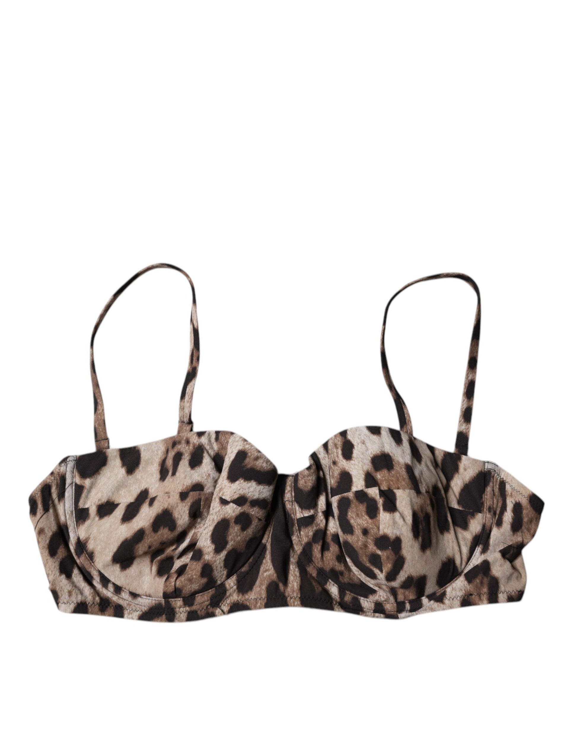 Dolce &amp; Gabbana – Balconcino-BH aus Nylon mit Leopardenmuster in Braun