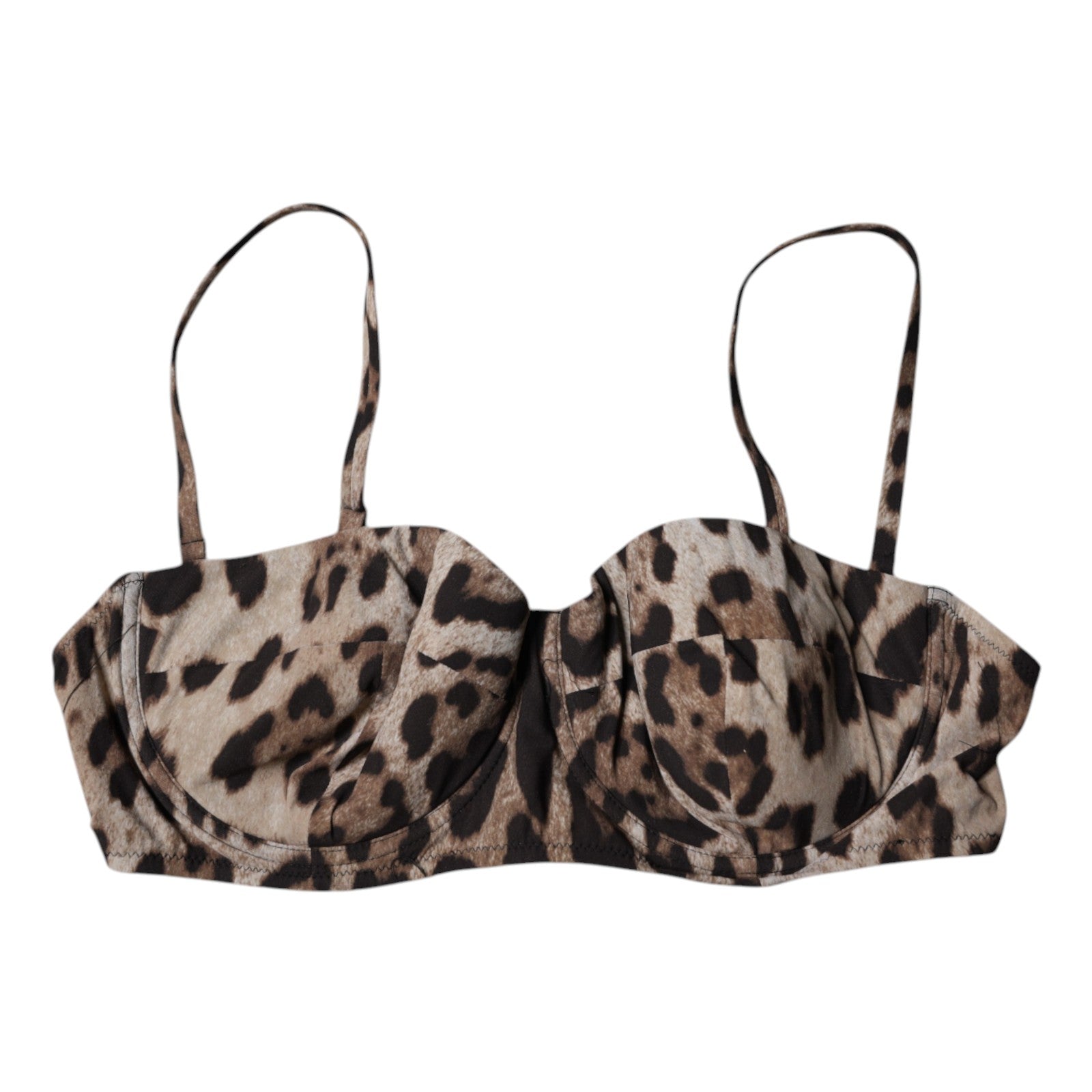 Dolce &amp; Gabbana – Balconcino-BH aus Nylon mit Leopardenmuster in Braun