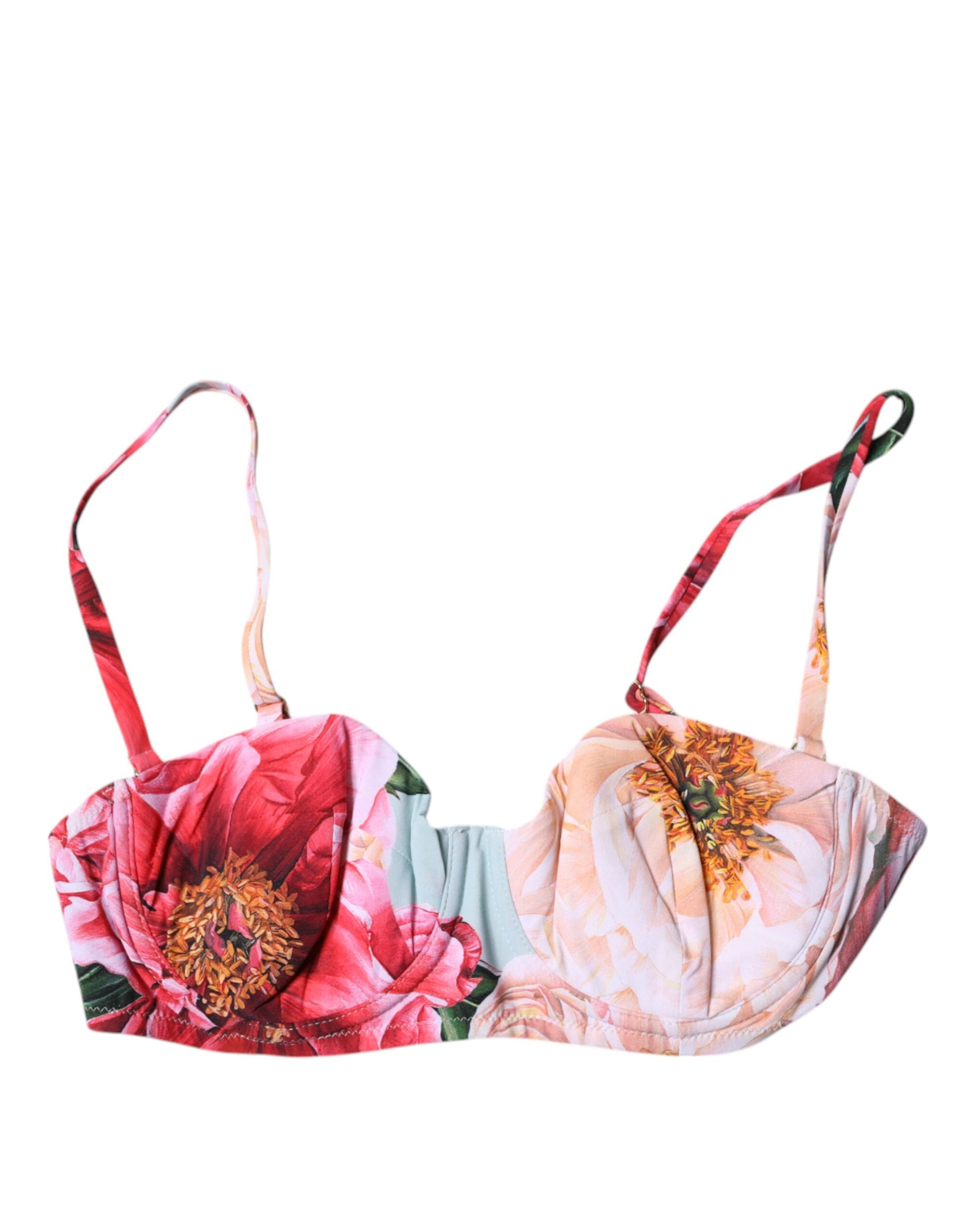 Dolce &amp; Gabbana – Mehrfarbiger, gepolsterter Balconette-BH mit Blumenmuster