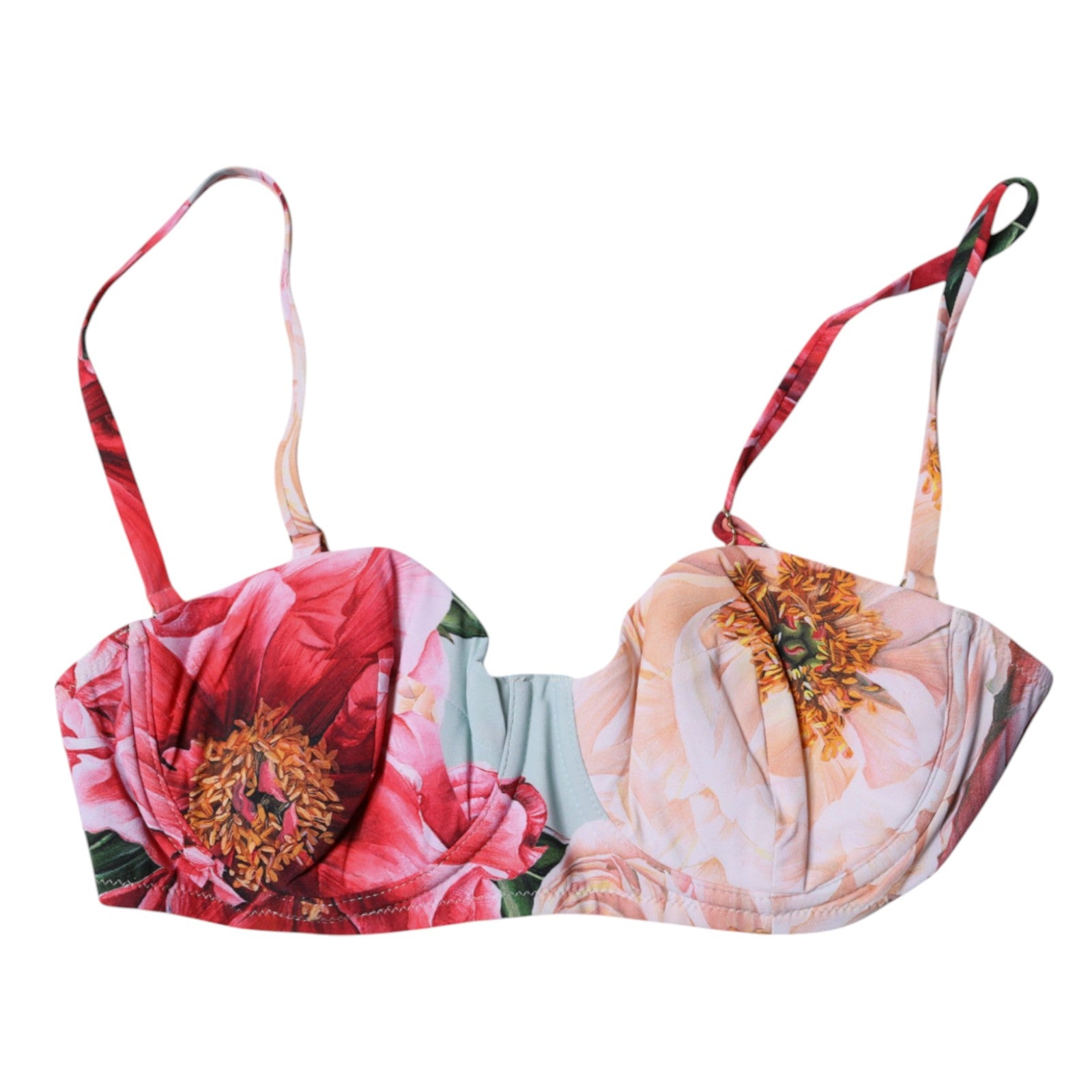 Dolce &amp; Gabbana – Mehrfarbiger, gepolsterter Balconette-BH mit Blumenmuster