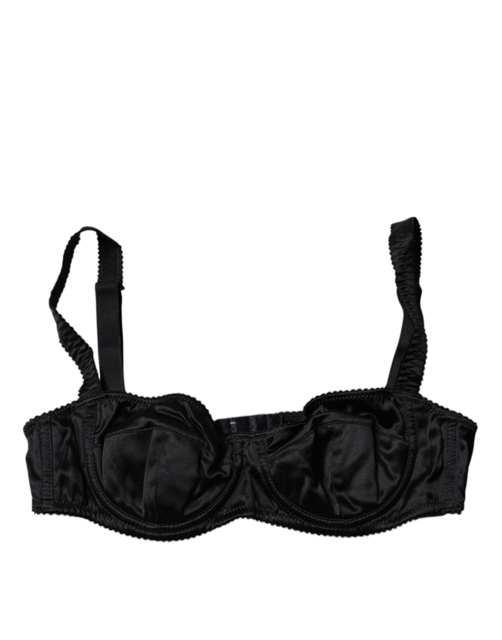 Dolce &amp; Gabbana Balconette-BH aus schwarzer Stretch-Seide
