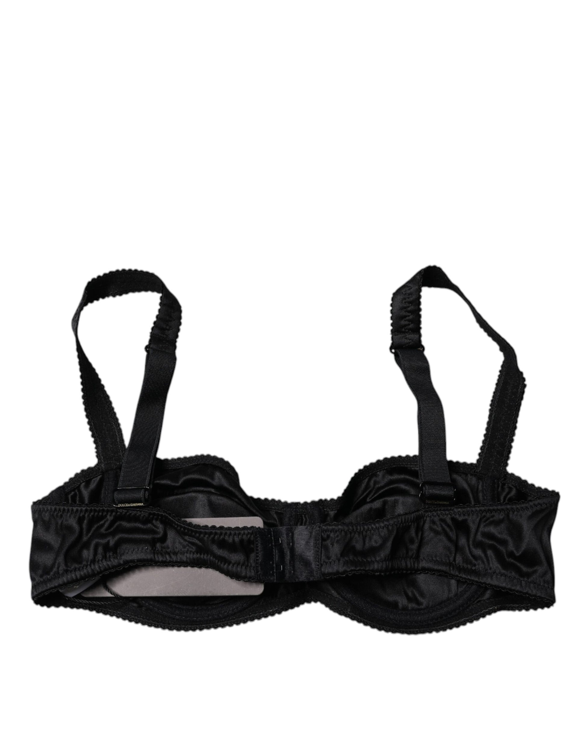 Dolce &amp; Gabbana Balconette-BH aus schwarzer Stretch-Seide