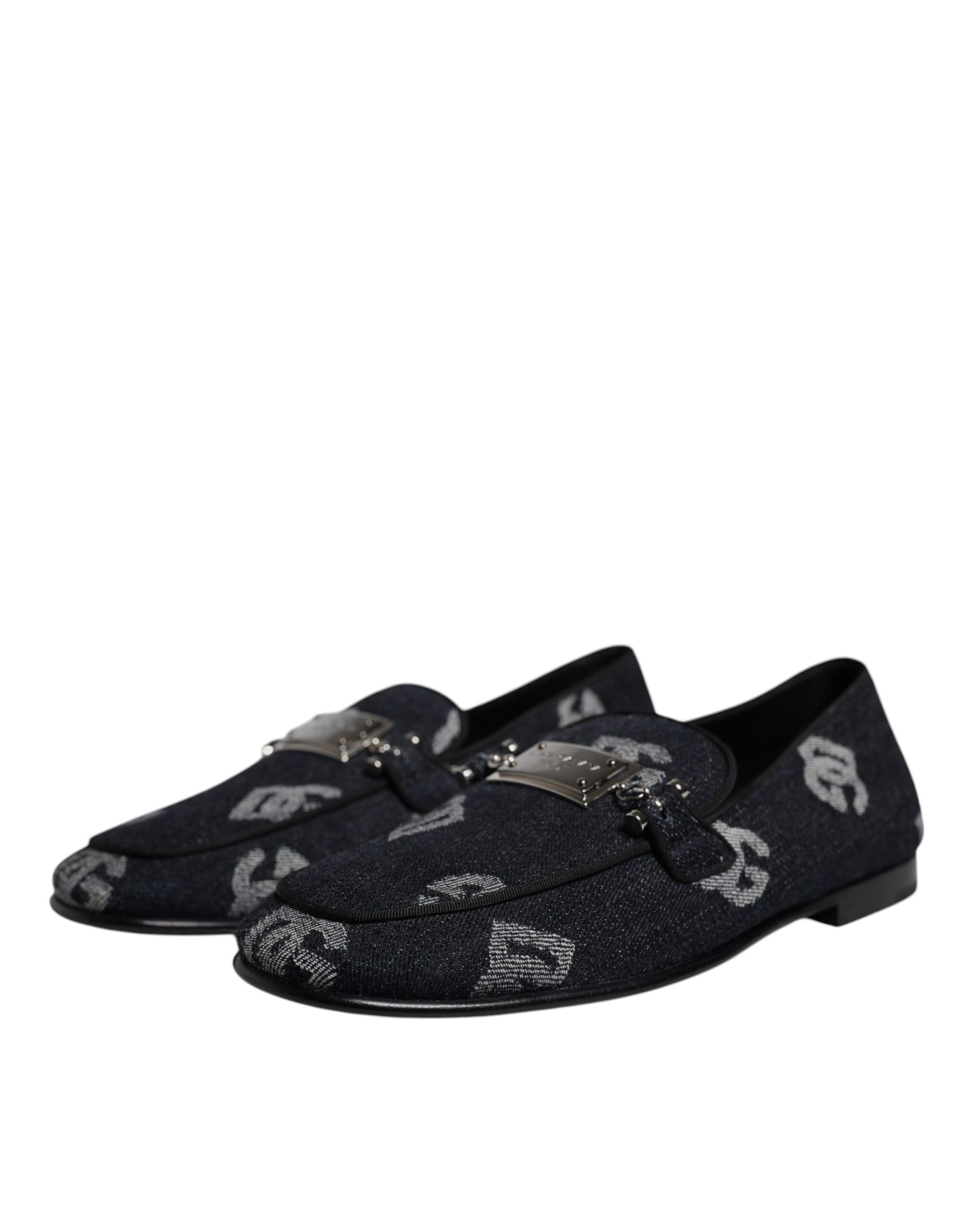 Dolce &amp; Gabbana – Schwarze Loafer aus Baumwolle mit Logo, formelle Schuhe