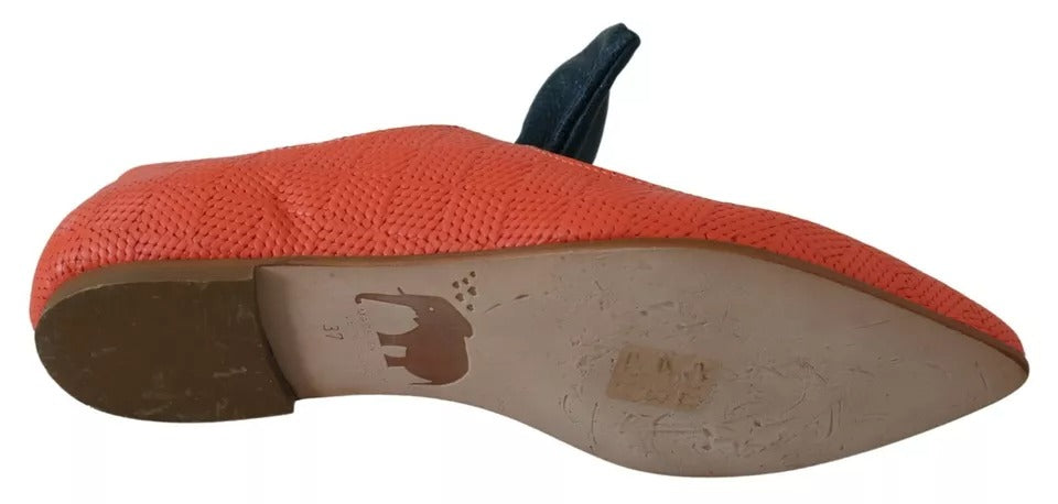 EBARRITO – Orangefarbene Slip-on-Loafer mit Schleife aus Leder und Ballerinas