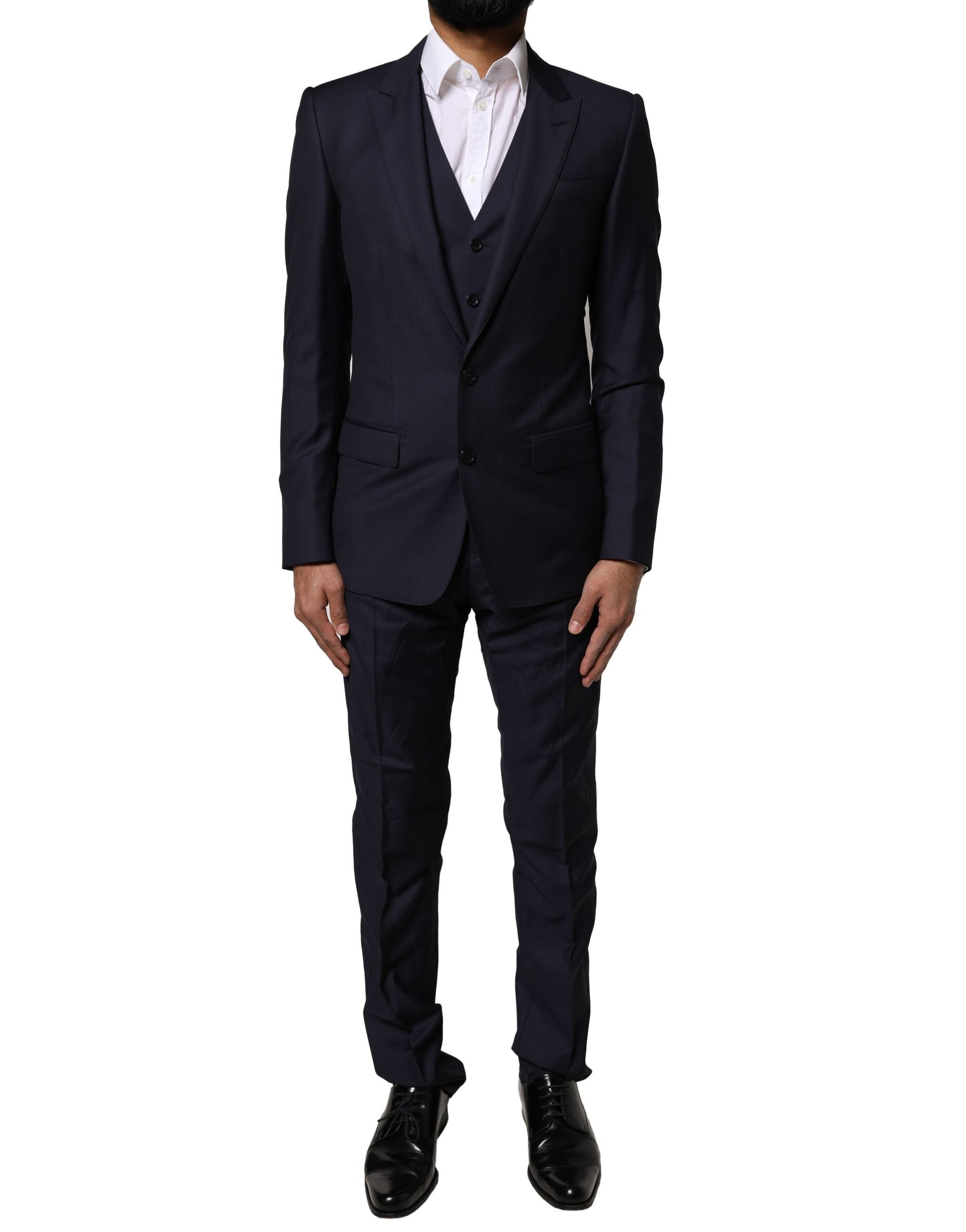 Dolce &amp; Gabbana Blauer MARTINI-Wollanzug, 3-teilig, formeller Herrenanzug